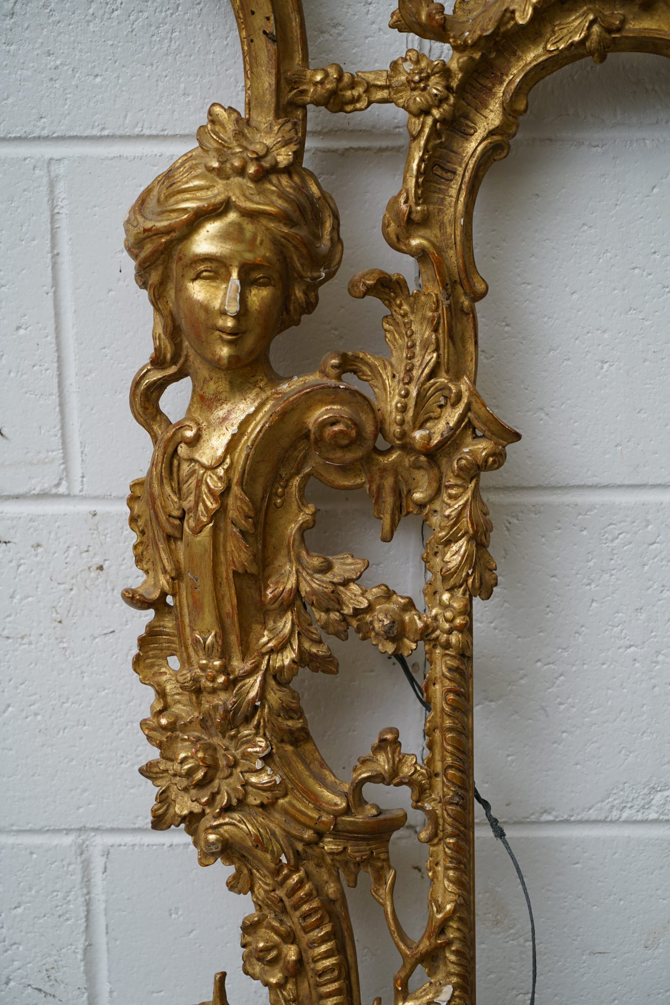 Louis XV Style Carved Giltwood Wall Mount Mirror, Early/Mid-20th Century