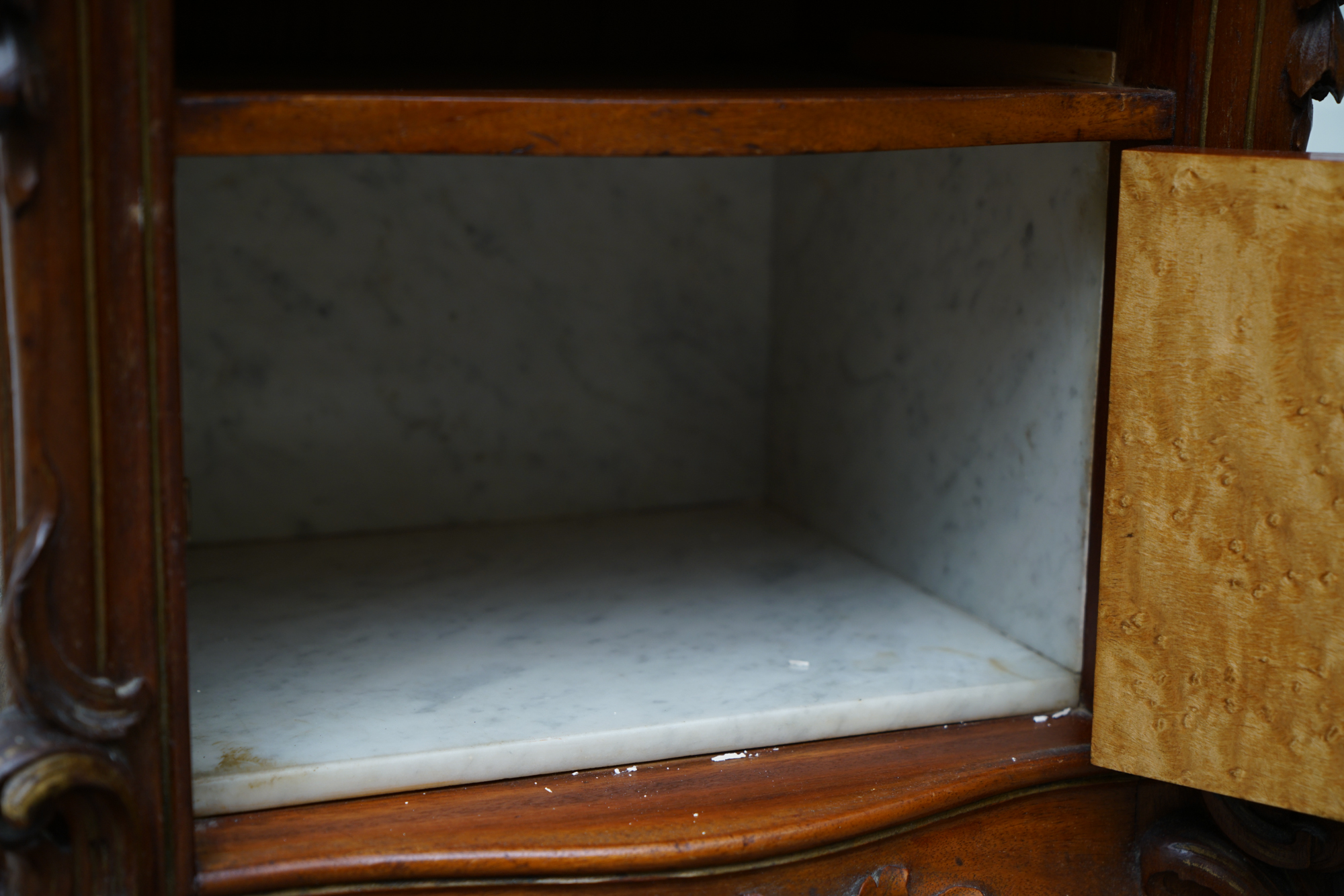 Louis XV Style Mahogany and Marble Bedside Cabinet, Late 19th Century