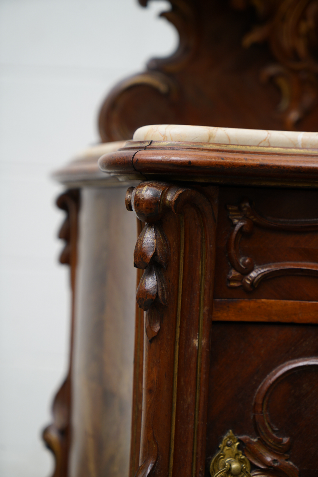 Louis XV Style Mahogany and Marble Bedside Cabinet, Late 19th Century