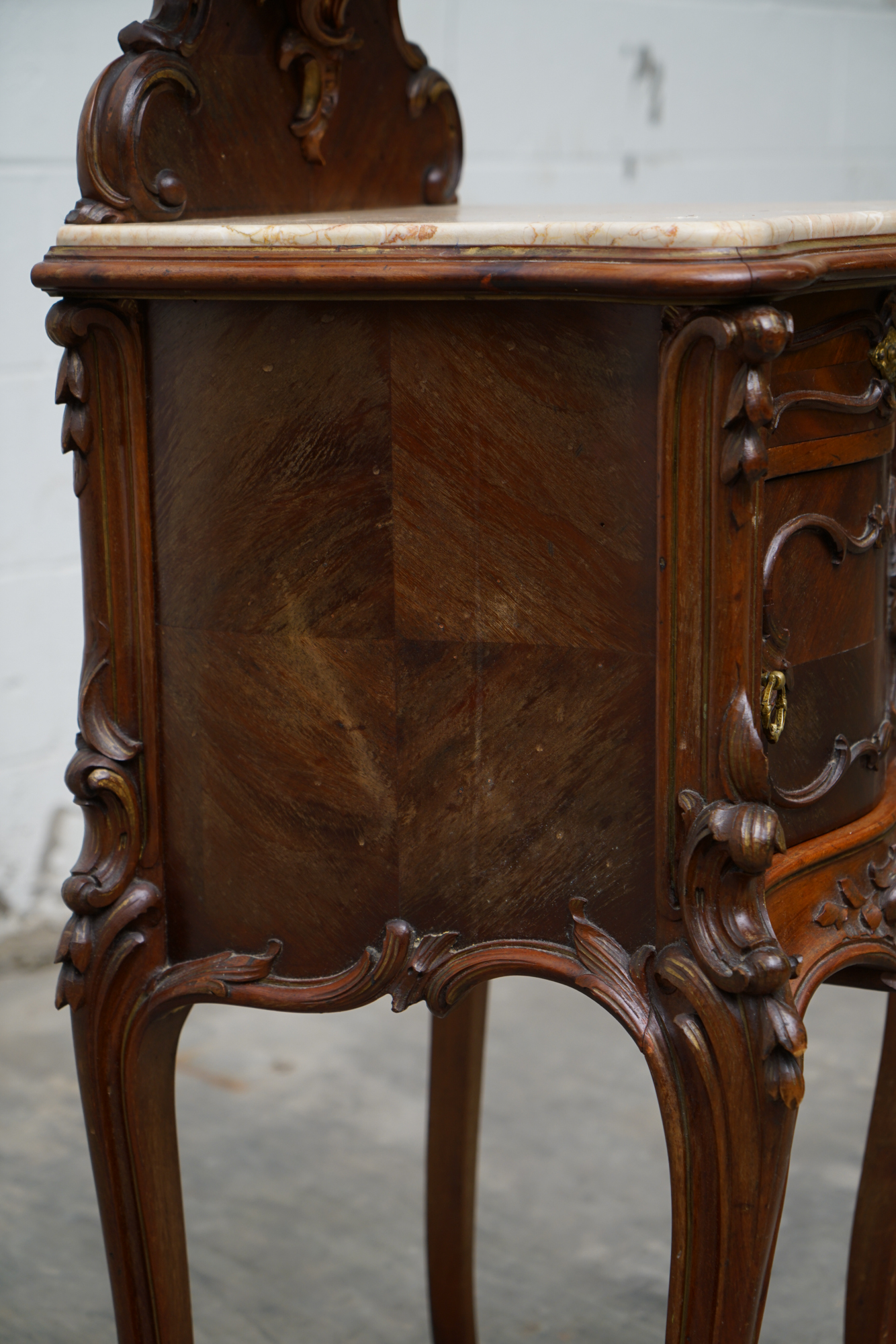 Louis XV Style Mahogany and Marble Bedside Cabinet, Late 19th Century