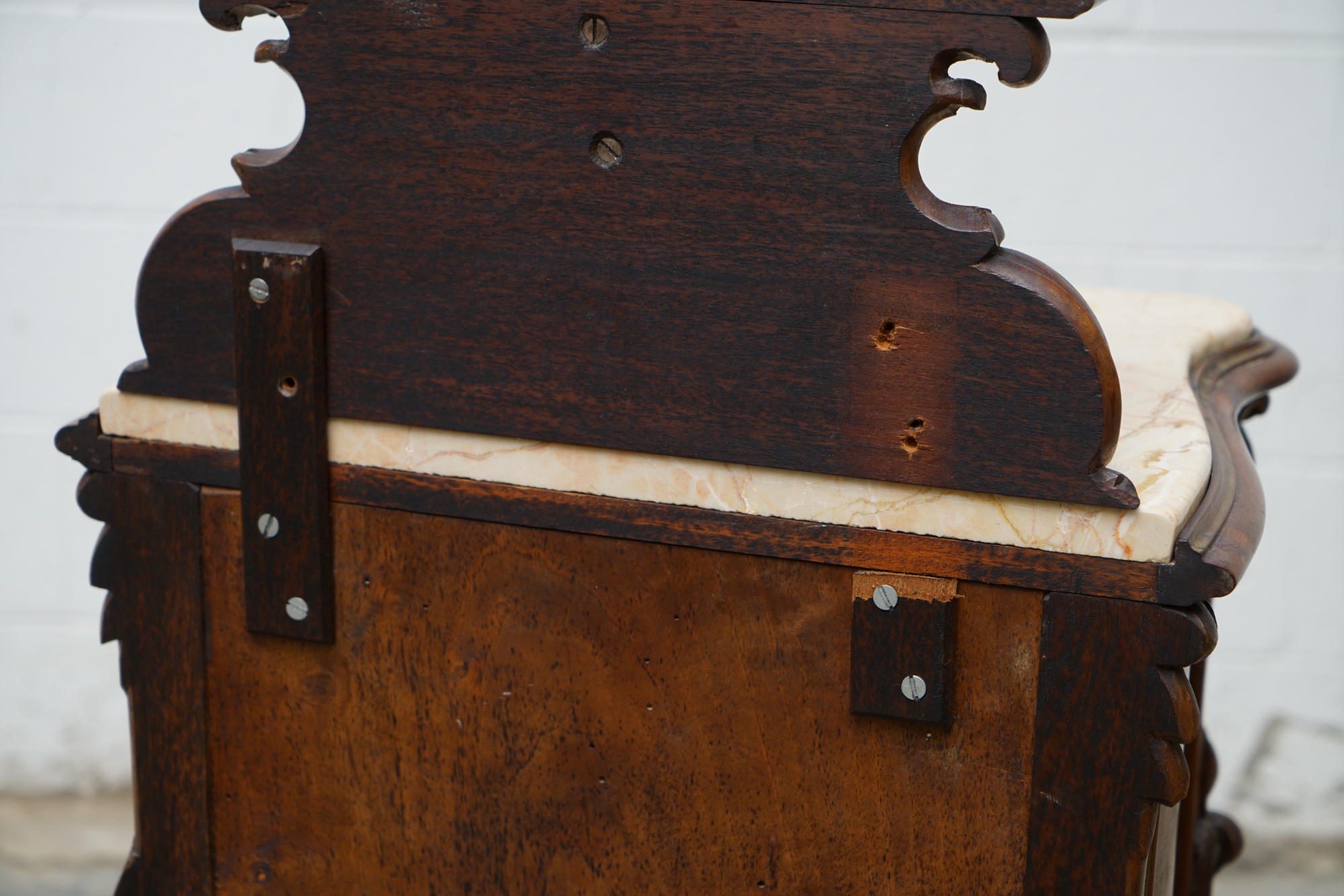Louis XV Style Mahogany and Marble Bedside Cabinet, Late 19th Century