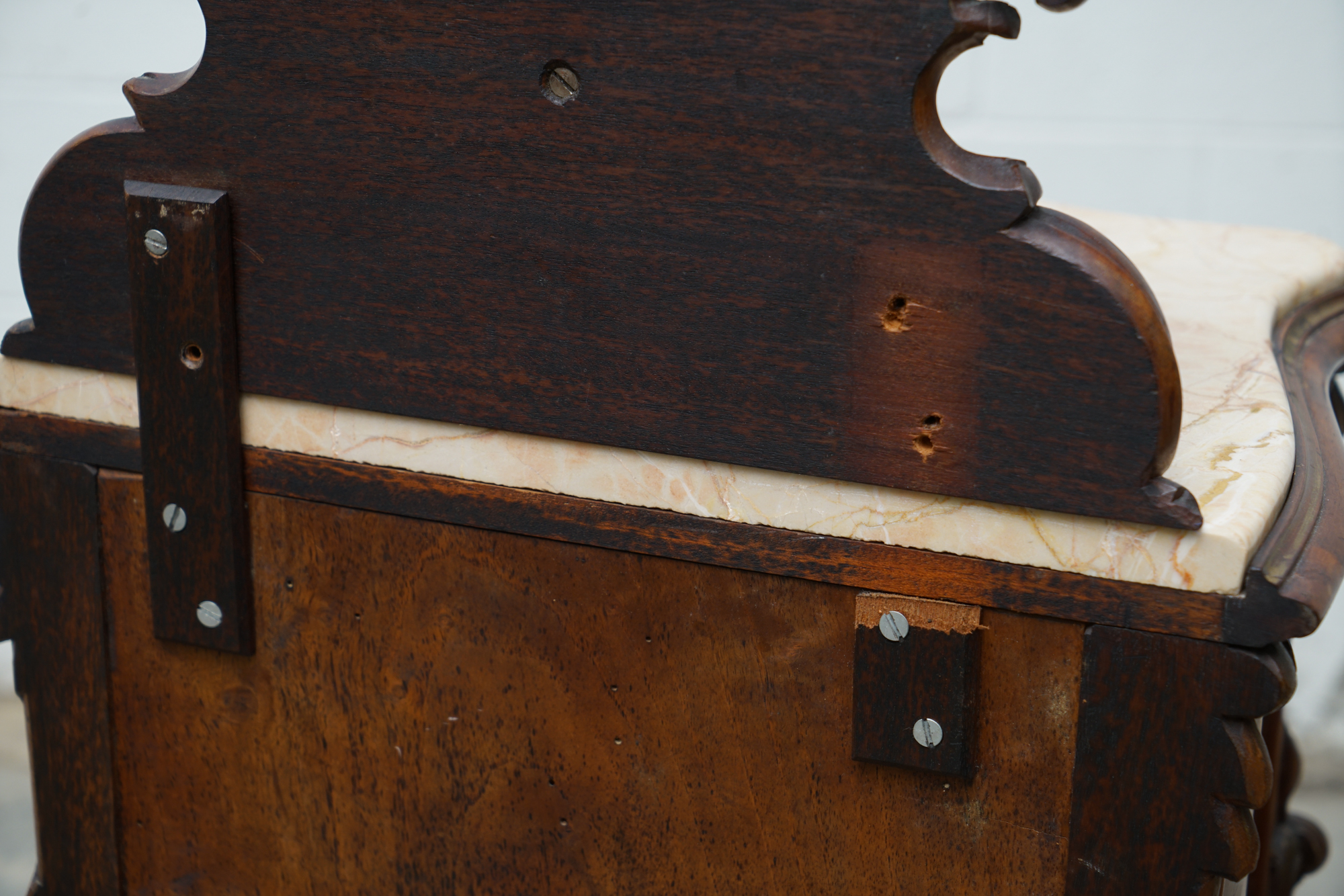 Louis XV Style Mahogany and Marble Bedside Cabinet, Late 19th Century