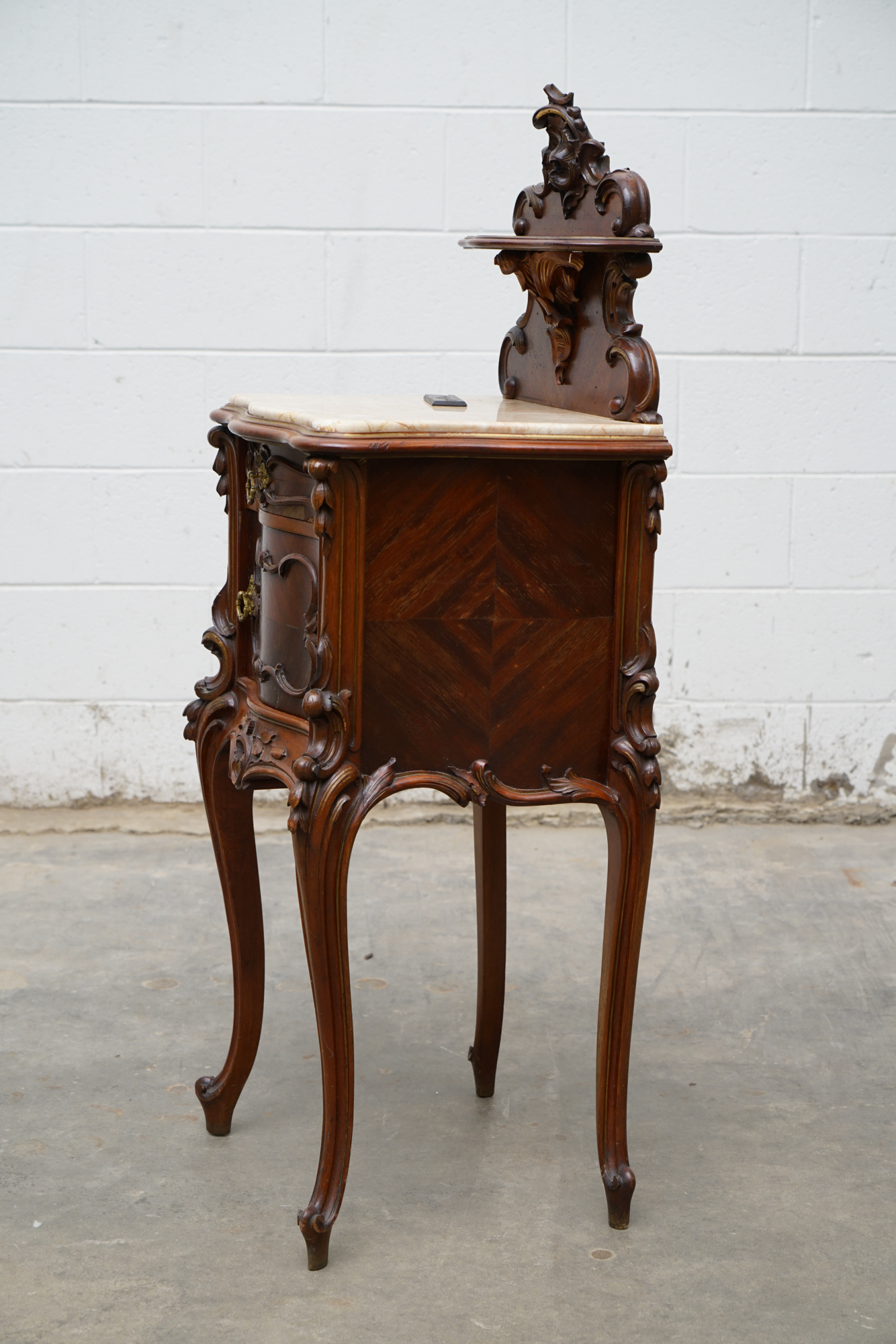 Louis XV Style Mahogany and Marble Bedside Cabinet, Late 19th Century