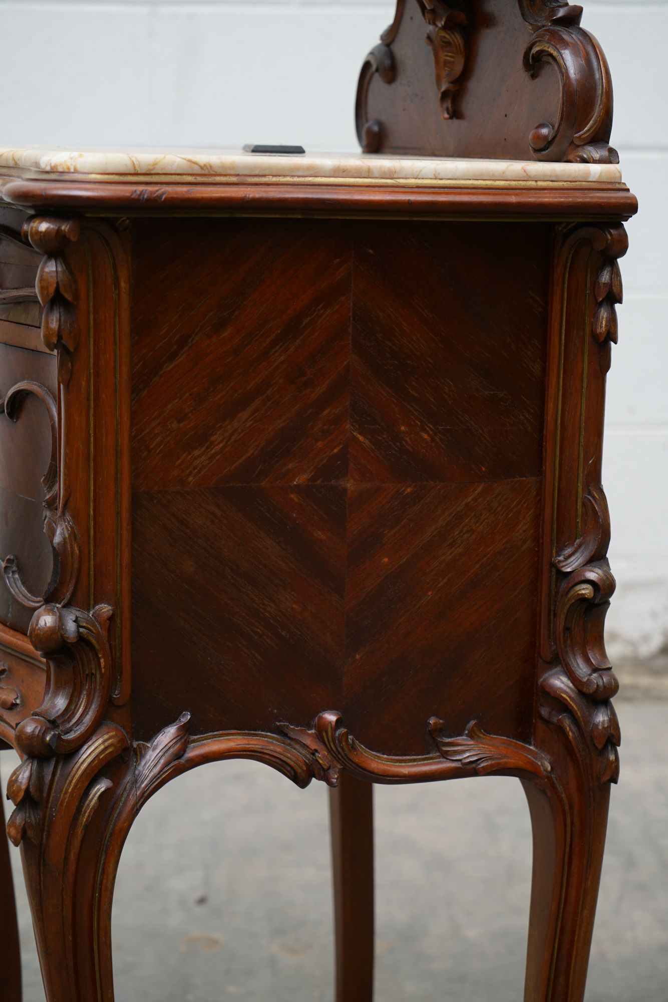 Louis XV Style Mahogany and Marble Bedside Cabinet, Late 19th Century