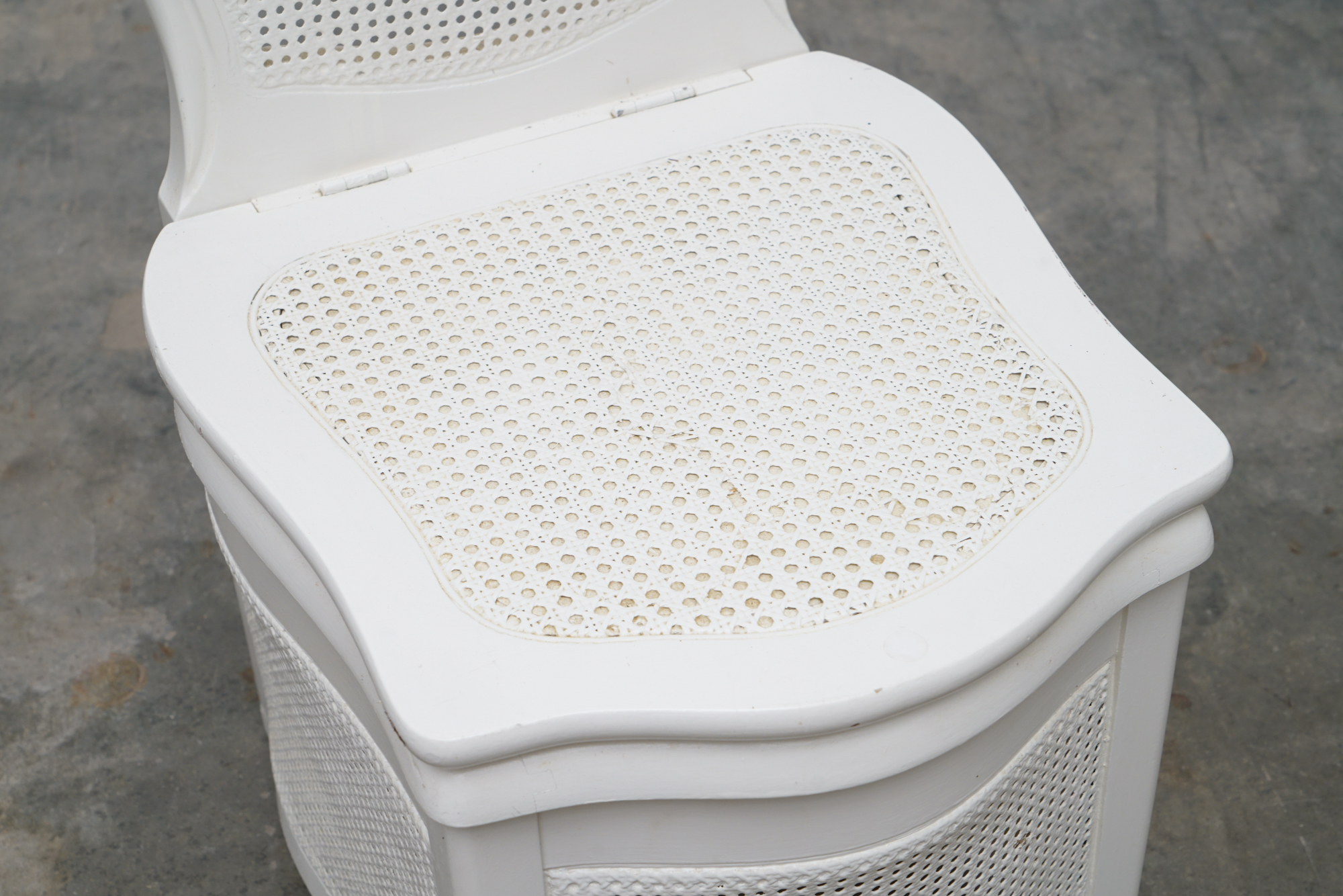 Painted Caned Commode Chair, Mid 20th Century