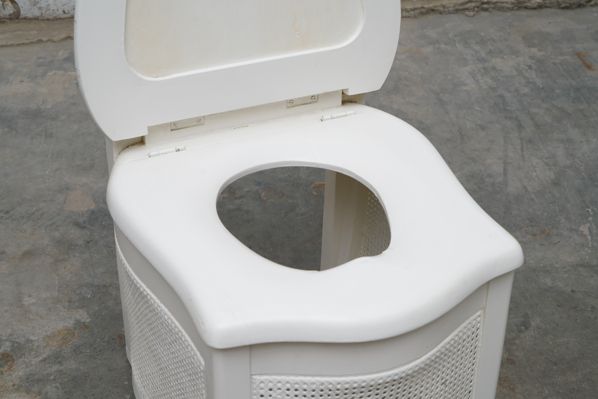 Painted Caned Commode Chair, Mid 20th Century