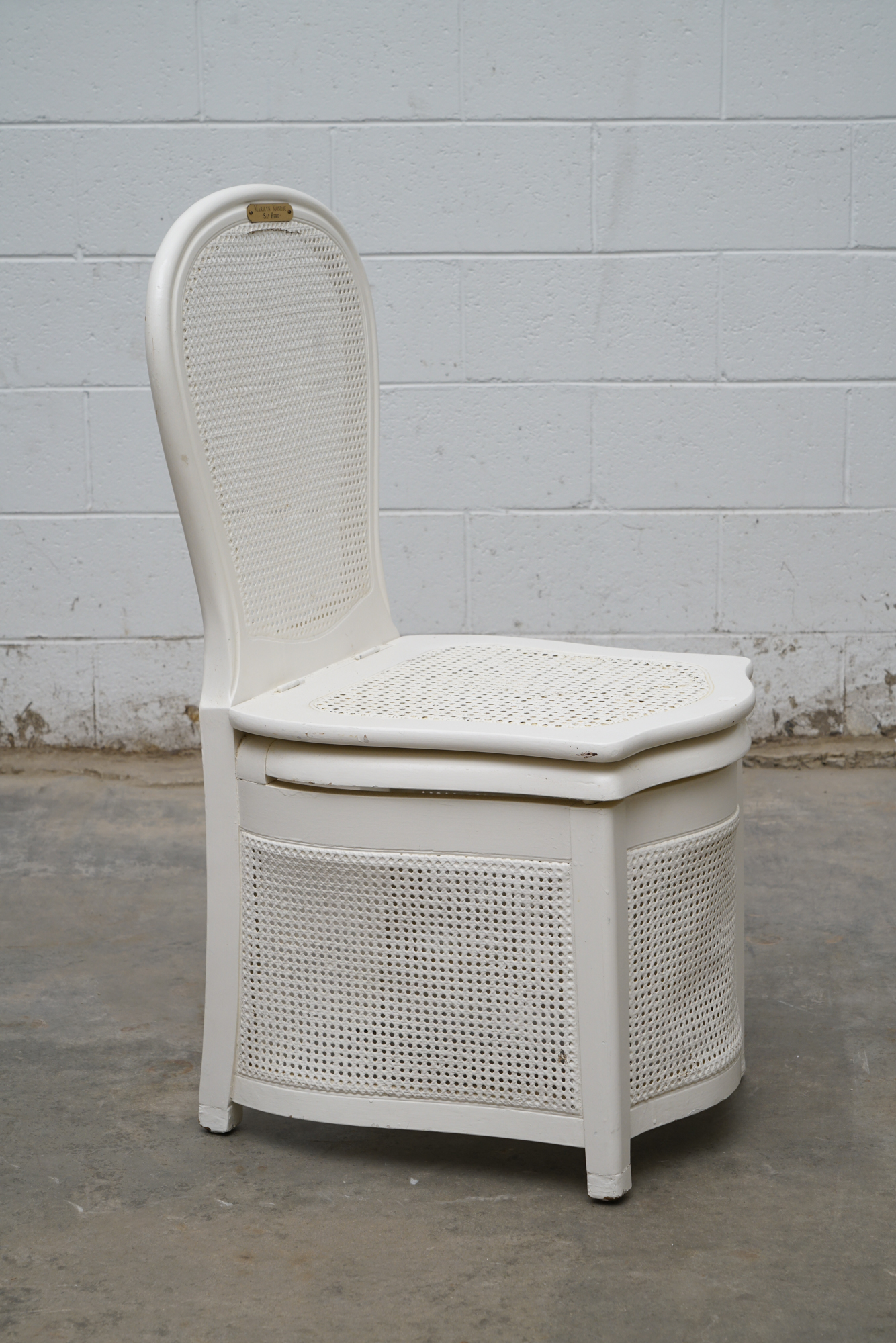 Painted Caned Commode Chair, Mid 20th Century