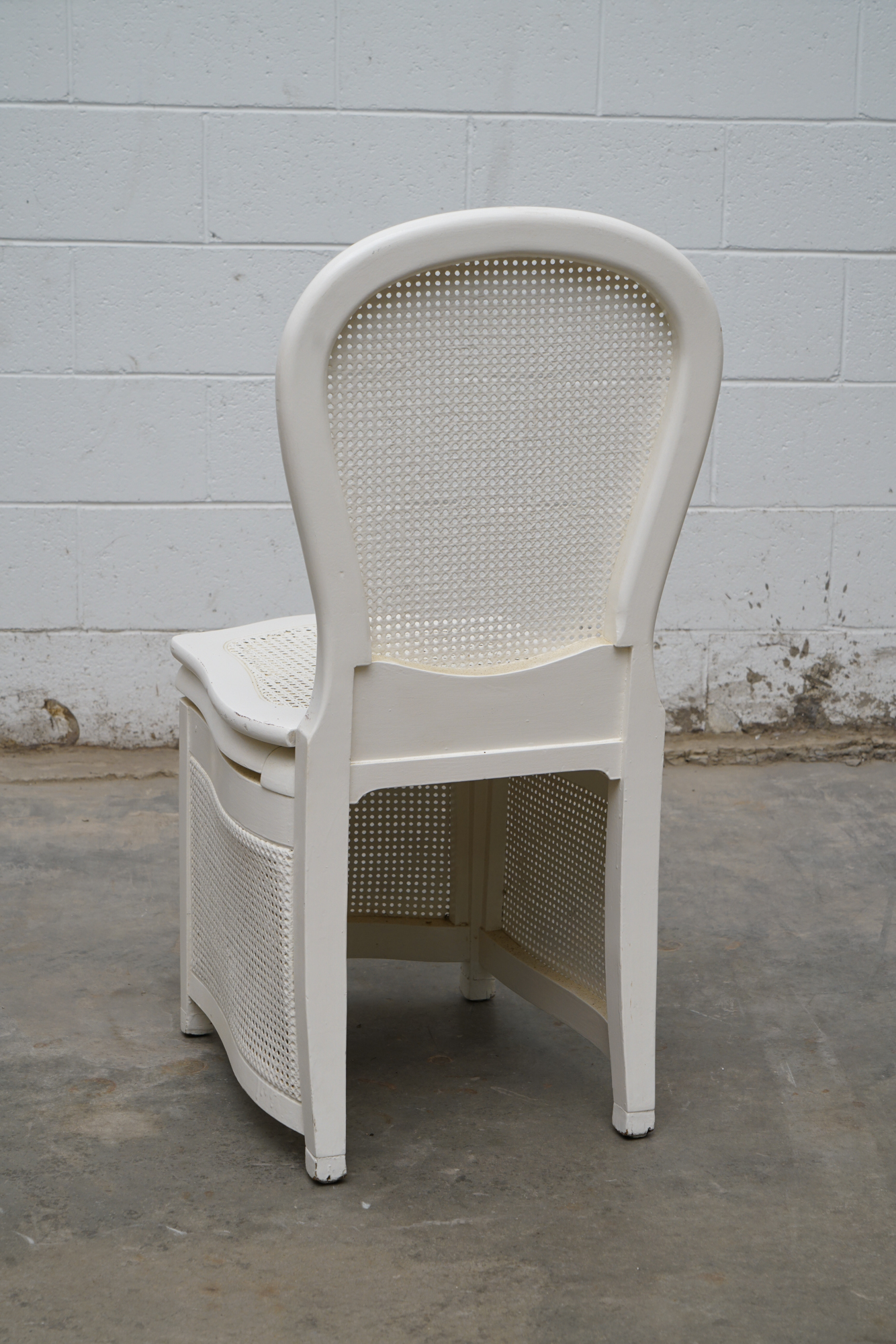 Painted Caned Commode Chair, Mid 20th Century