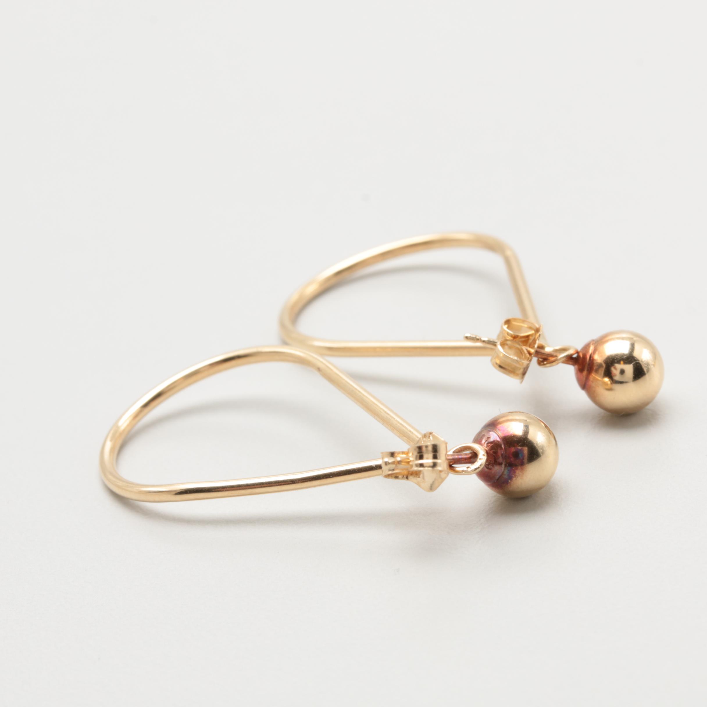 10K Yellow Gold Hoop Earring Jackets and 14K Gold Stud with Dangle Jackets