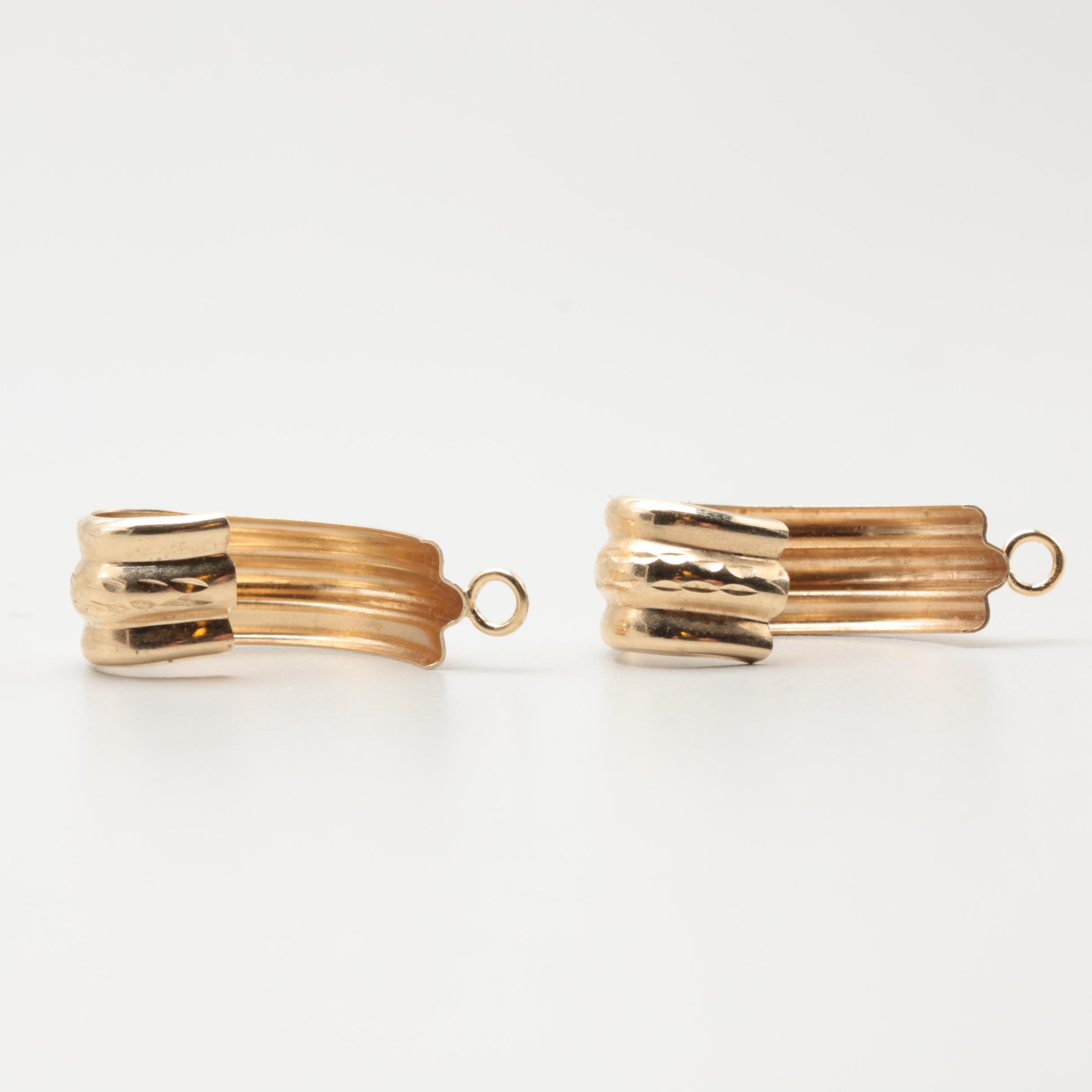 10K Yellow Gold Hoop Earring Jackets and 14K Gold Stud with Dangle Jackets