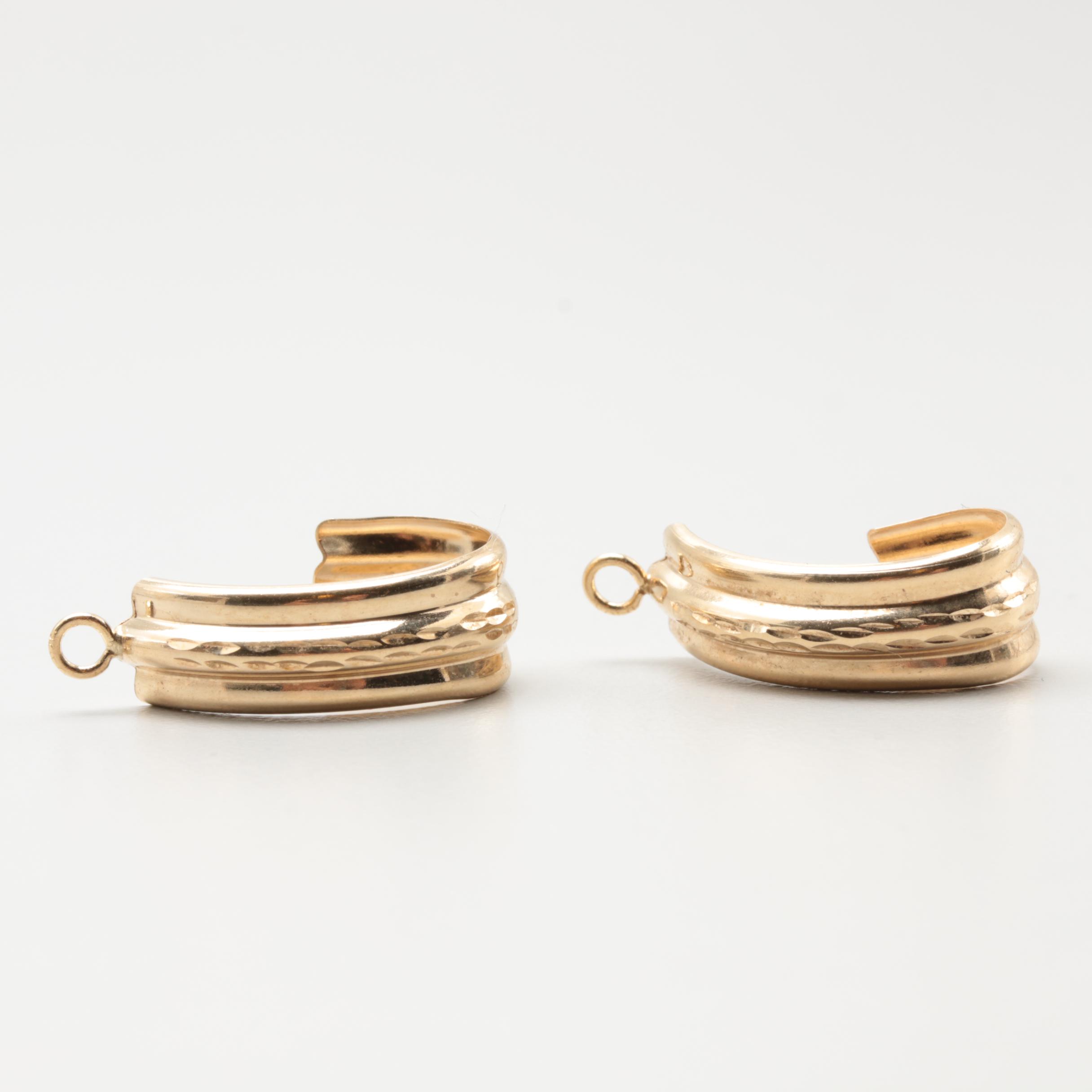 10K Yellow Gold Hoop Earring Jackets and 14K Gold Stud with Dangle Jackets