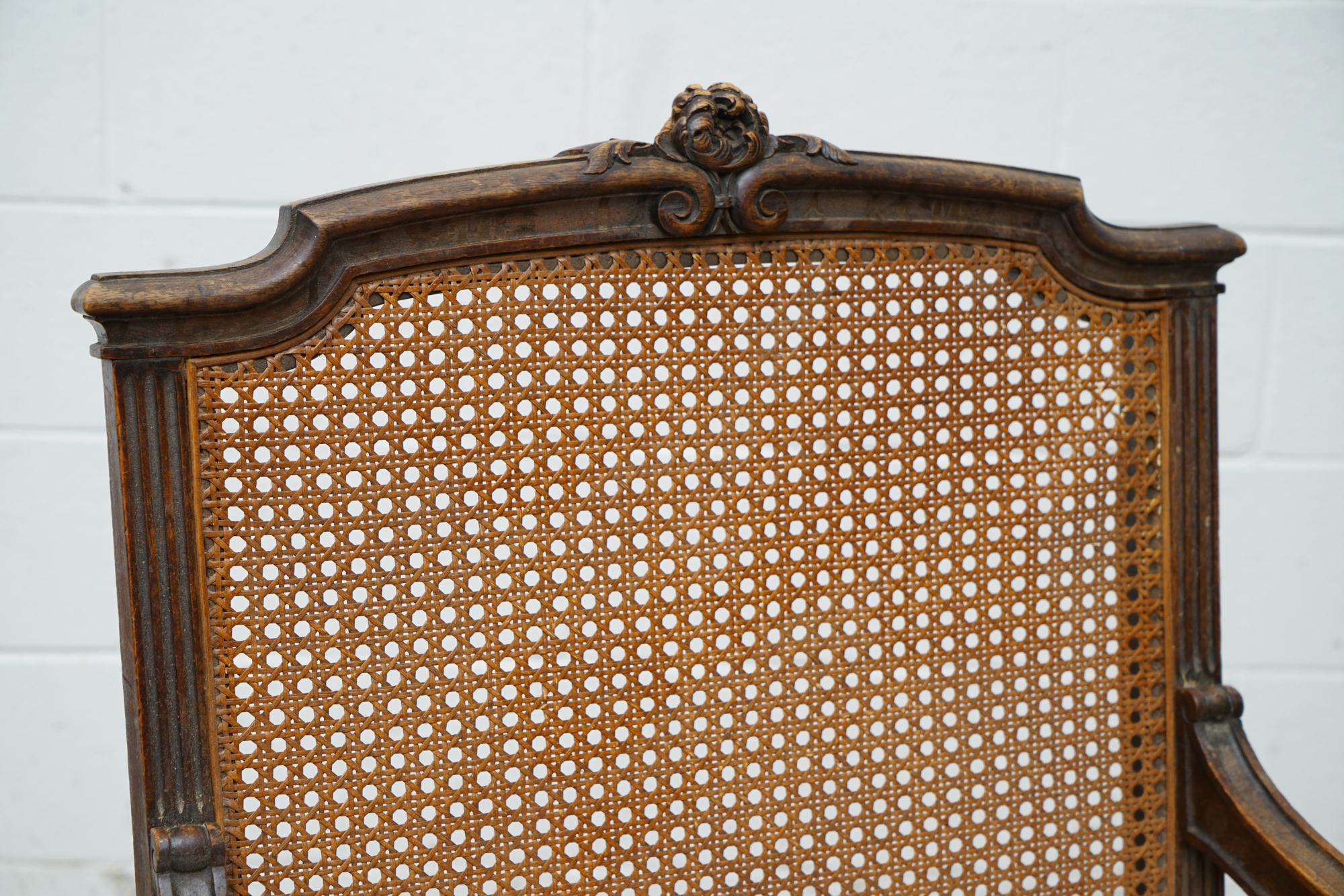 Louis XV Style Caned Walnut Provincial Fauteuil, Late 19th/Early 20th Century