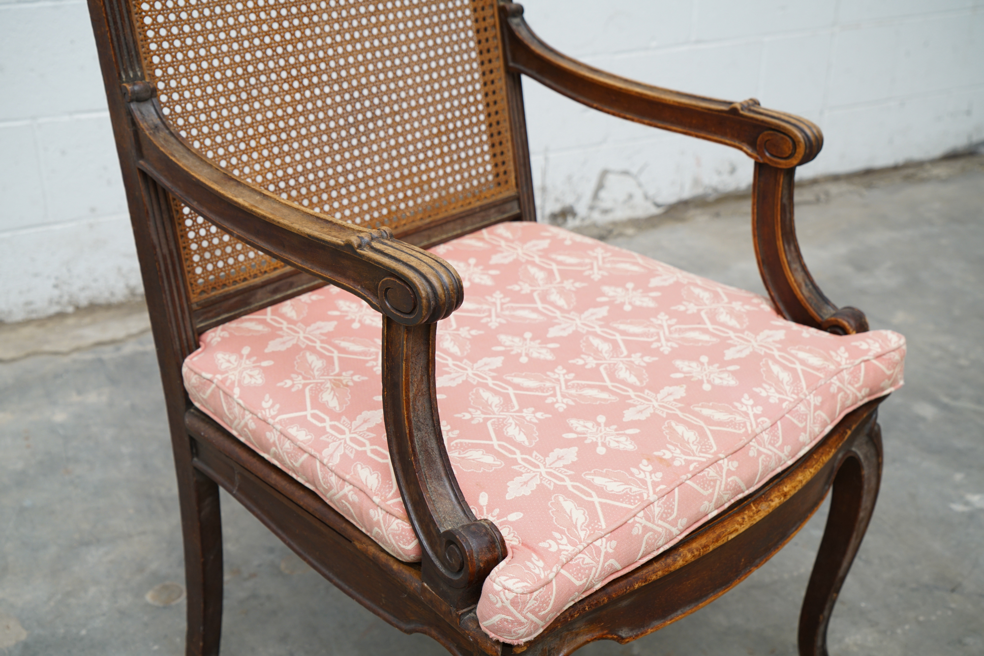 Louis XV Style Caned Walnut Provincial Fauteuil, Late 19th/Early 20th Century