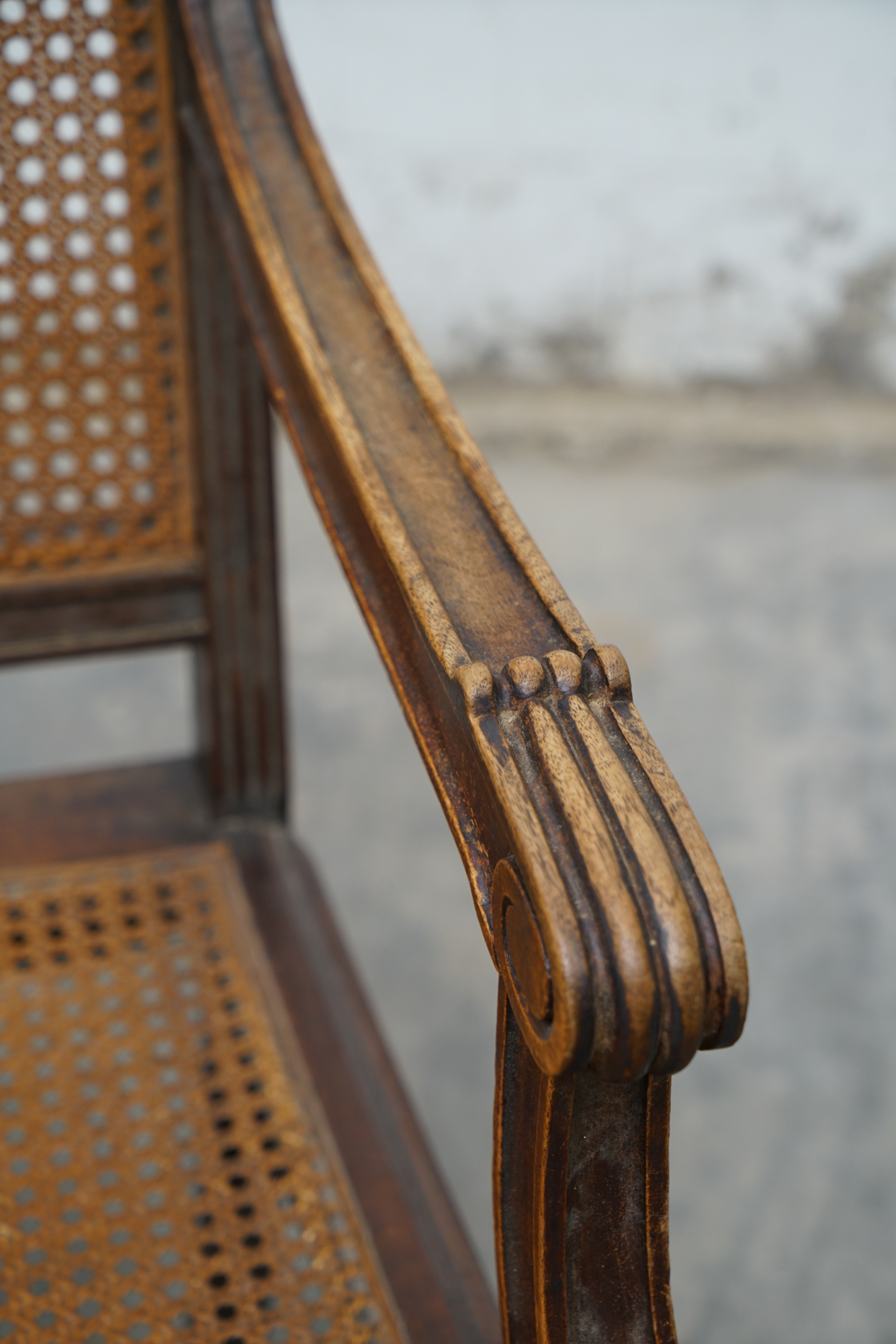 Louis XV Style Caned Walnut Provincial Fauteuil, Late 19th/Early 20th Century