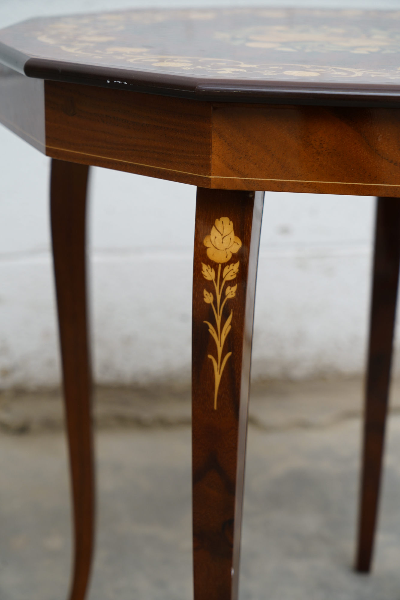 Italian Renassiance Style Burl Wood Music Box Tables with Inlay, Mid 20 Century