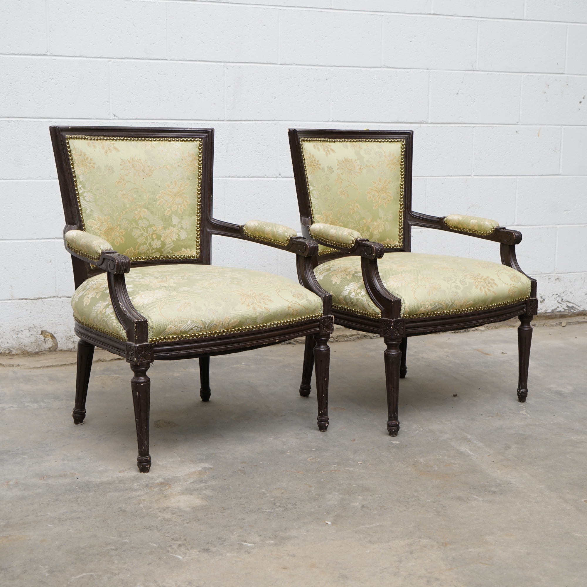 Louis XVI Style Upholstered Fauteuils, Early 20th Century
