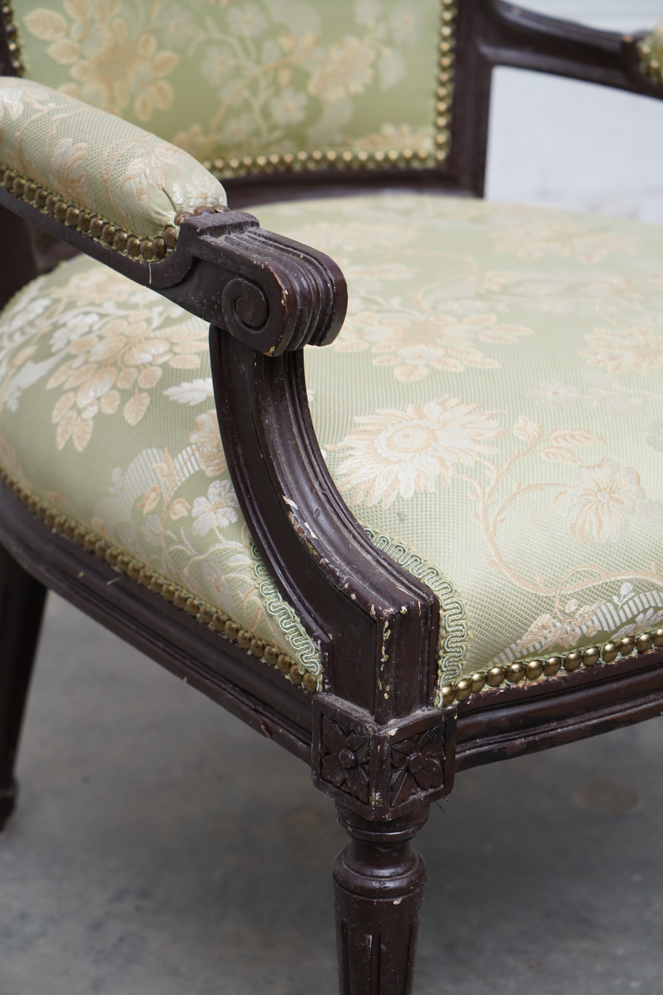 Louis XVI Style Upholstered Fauteuils, Early 20th Century