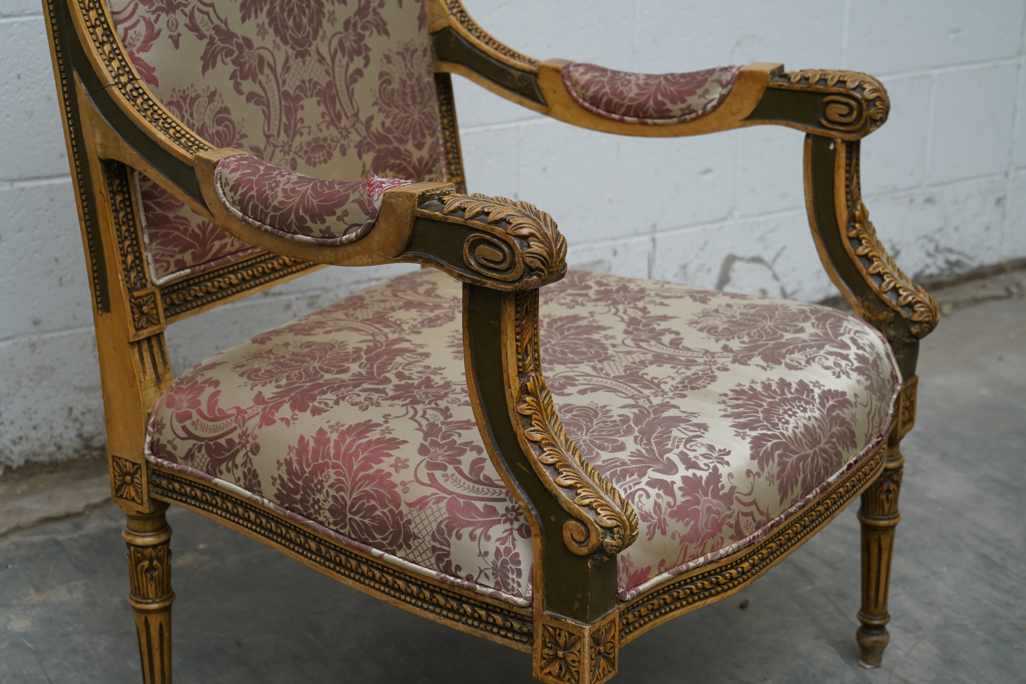 Louis XVI Style Carved Mahogany Armchairs, Early 20 Century