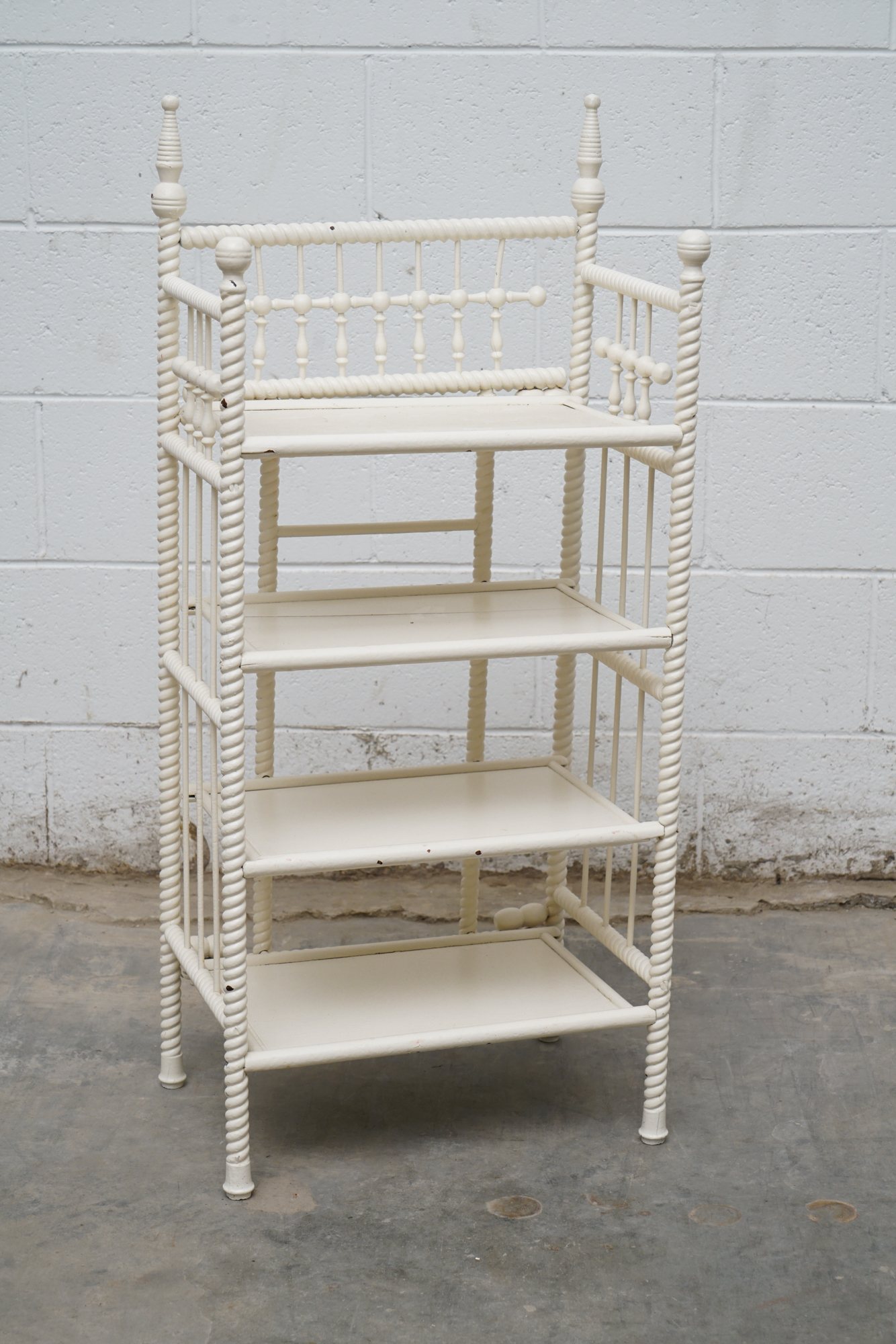 Painted Wicker Weave Étagère Bookcases, Mid 20th Century