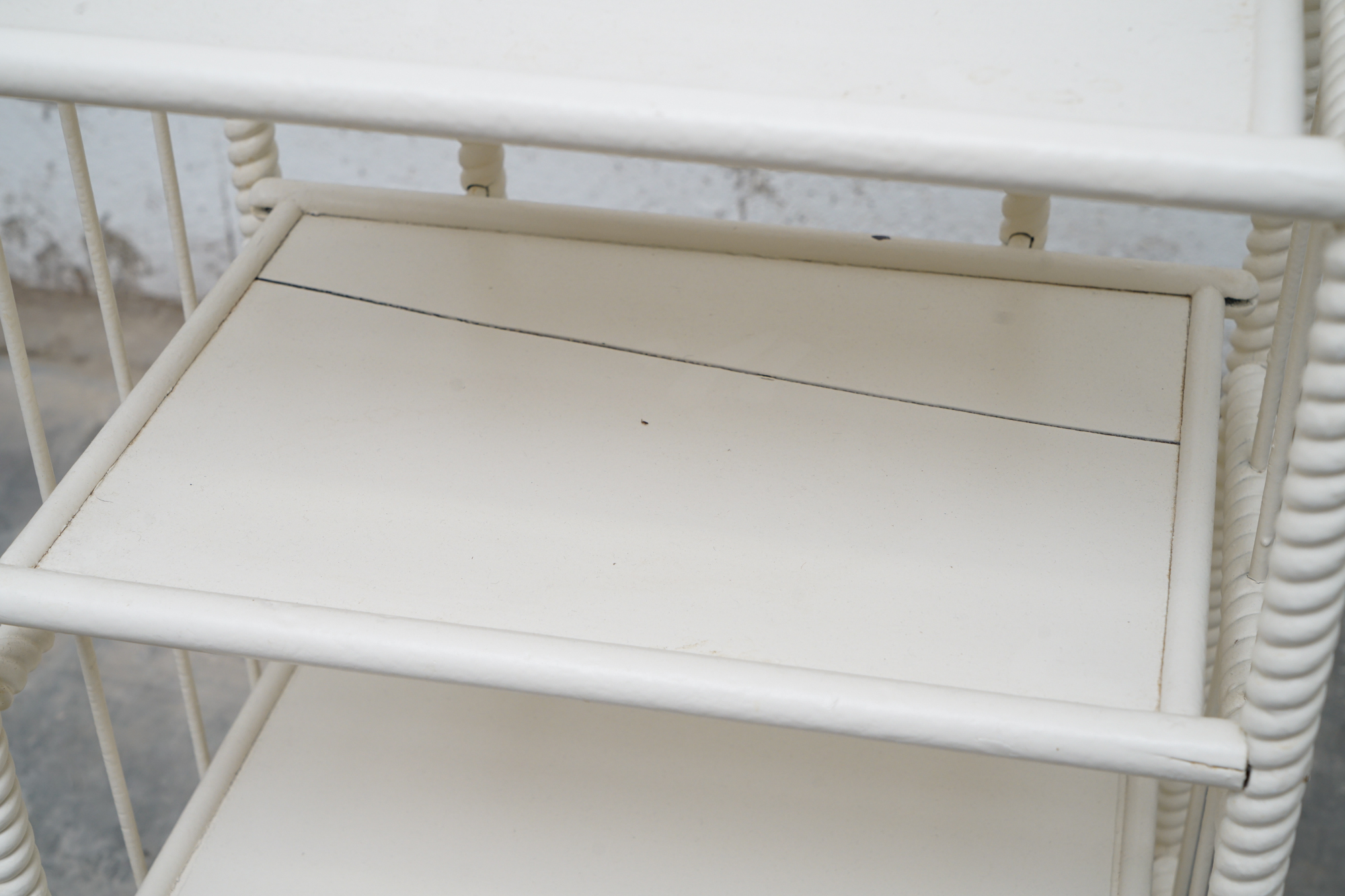 Painted Wicker Weave Étagère Bookcases, Mid 20th Century