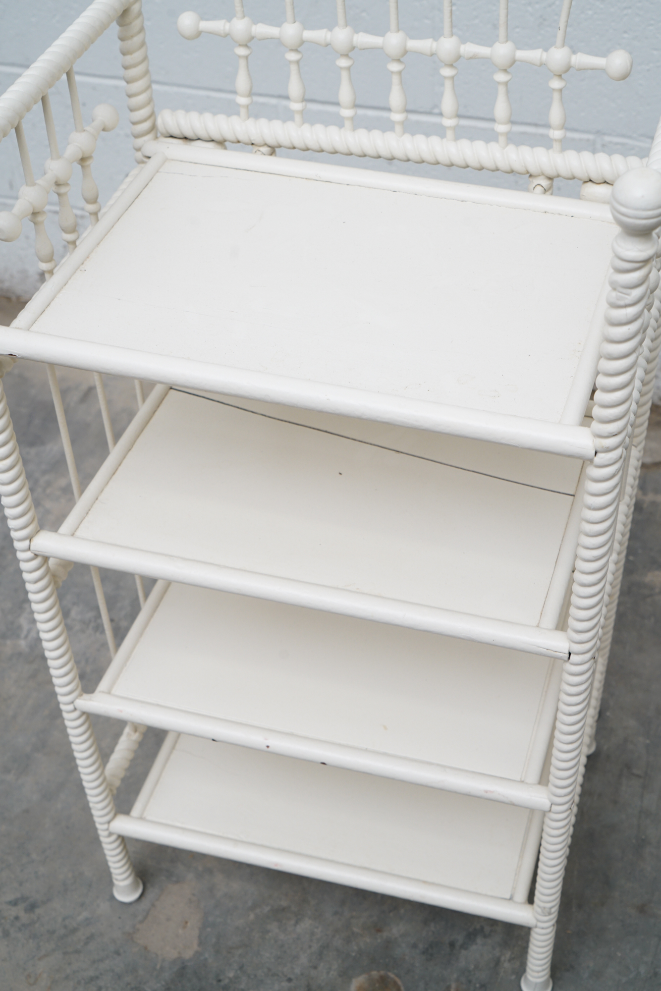 Painted Wicker Weave Étagère Bookcases, Mid 20th Century