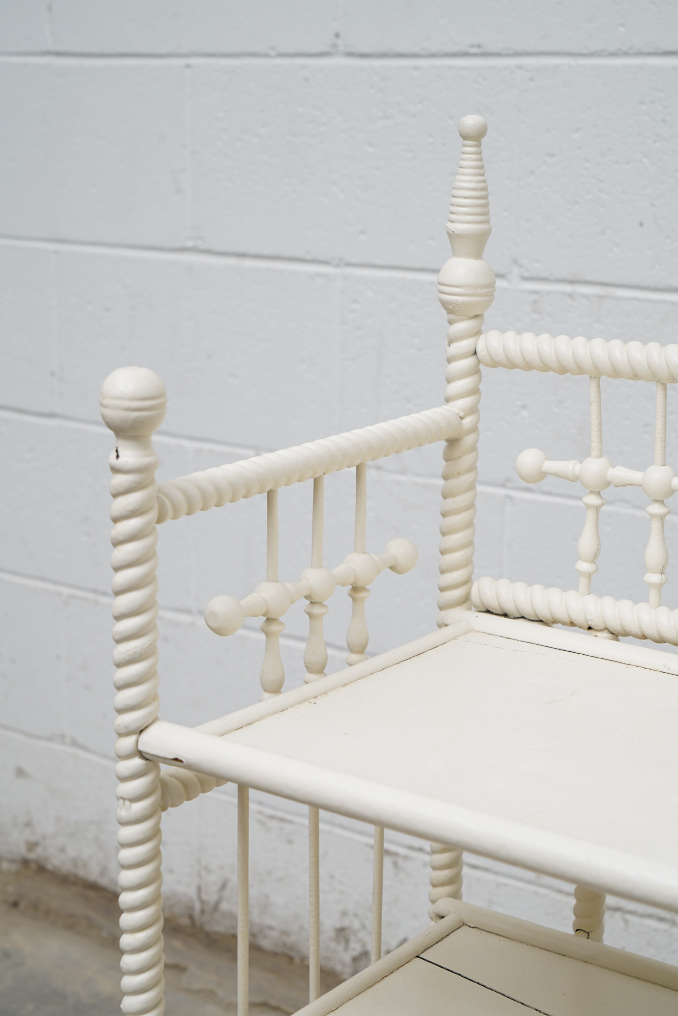 Painted Wicker Weave Étagère Bookcases, Mid 20th Century