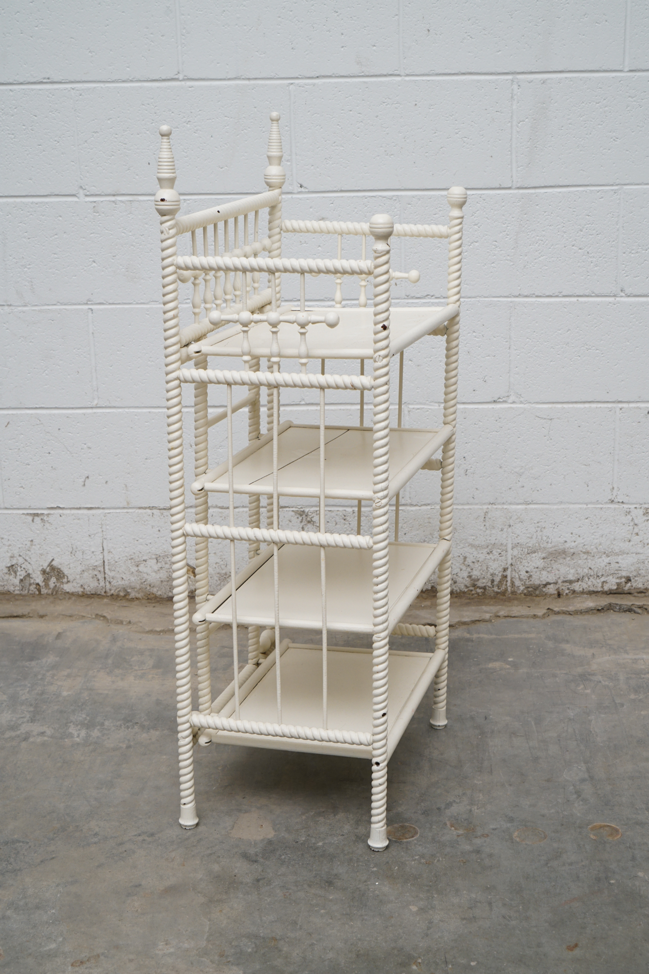 Painted Wicker Weave Étagère Bookcases, Mid 20th Century