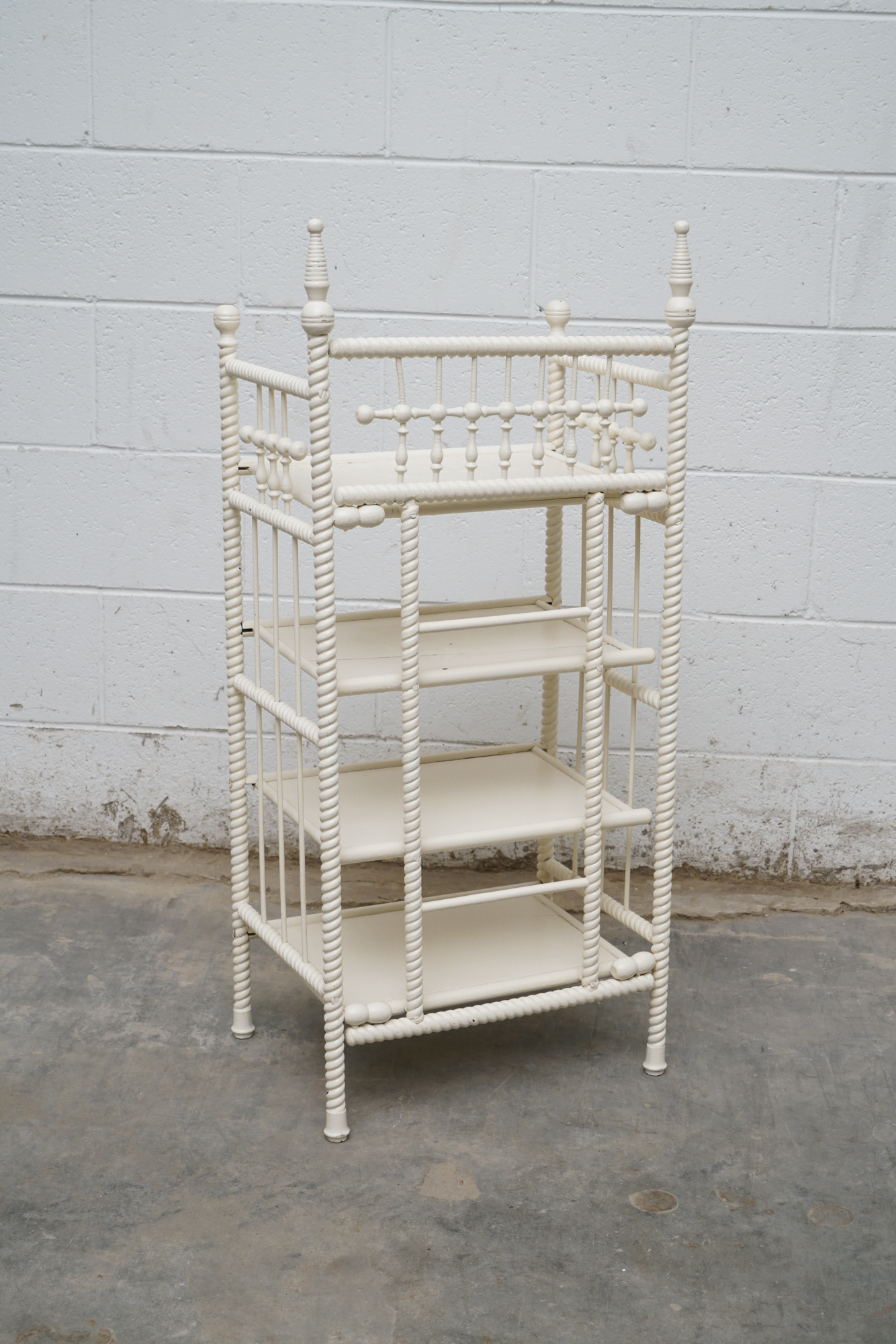 Painted Wicker Weave Étagère Bookcases, Mid 20th Century