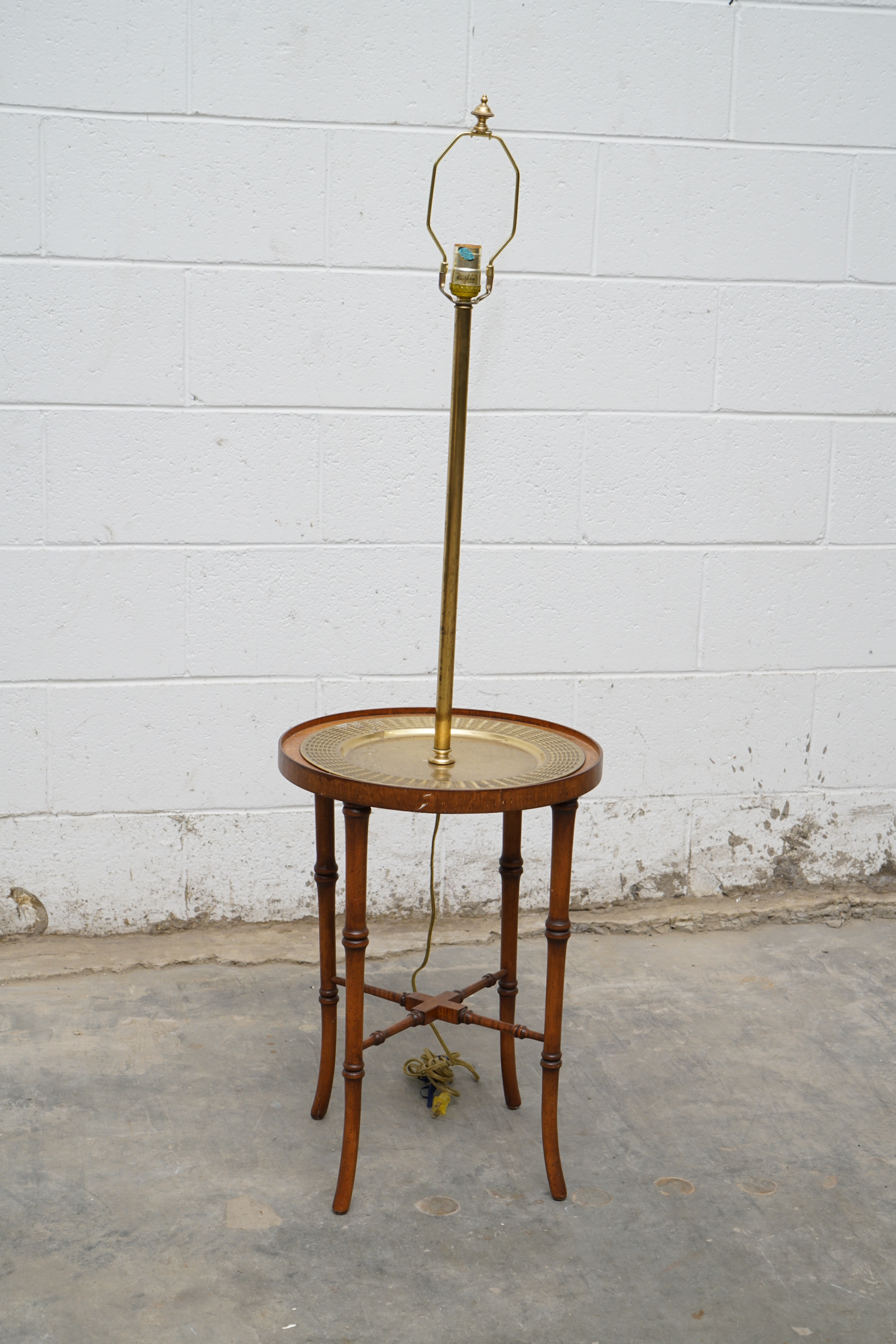 Frederick Cooper Faux Bamboo Brass Tray Side Table Floor Lamps
