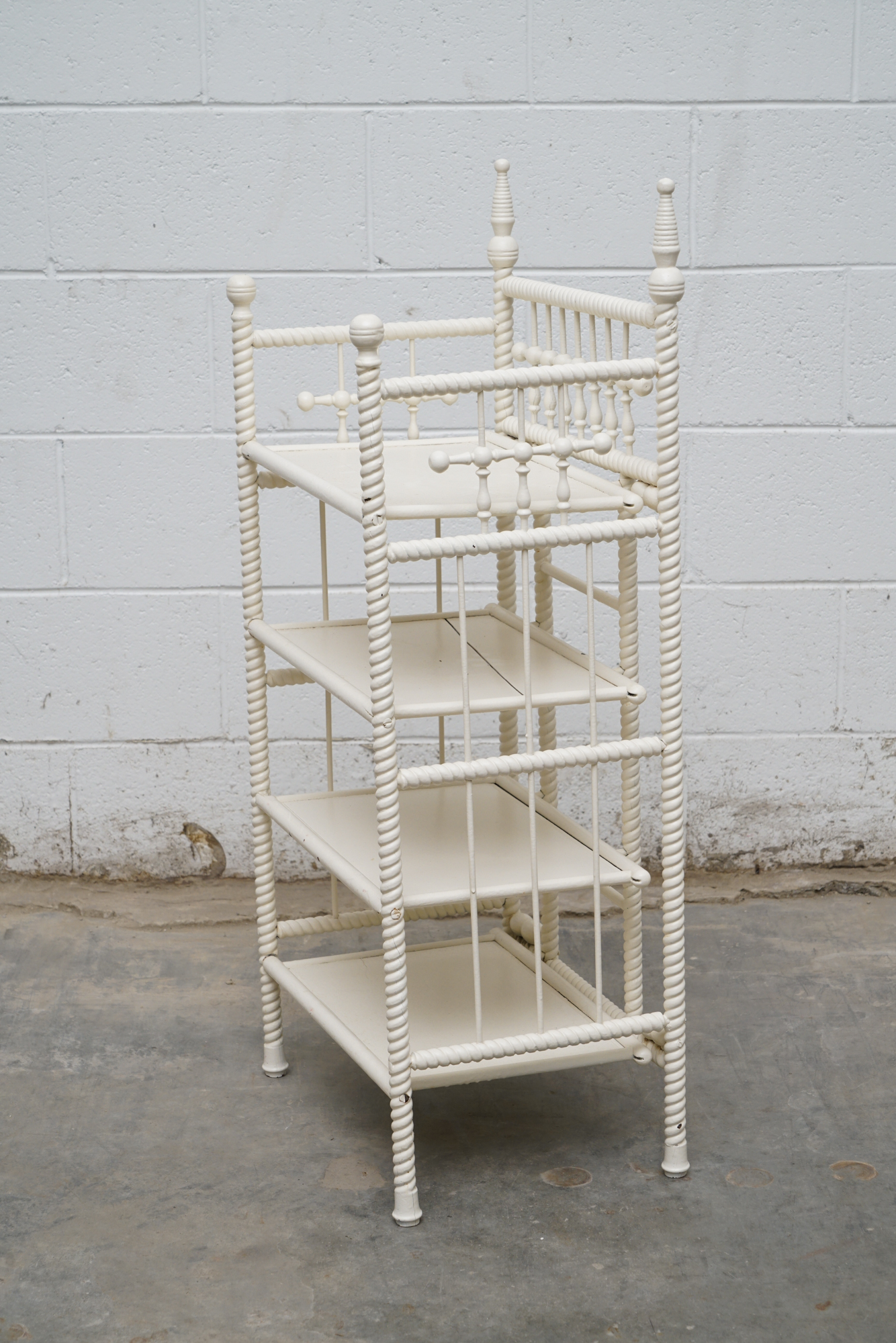 Painted Wicker Weave Étagère Bookcases, Mid 20th Century