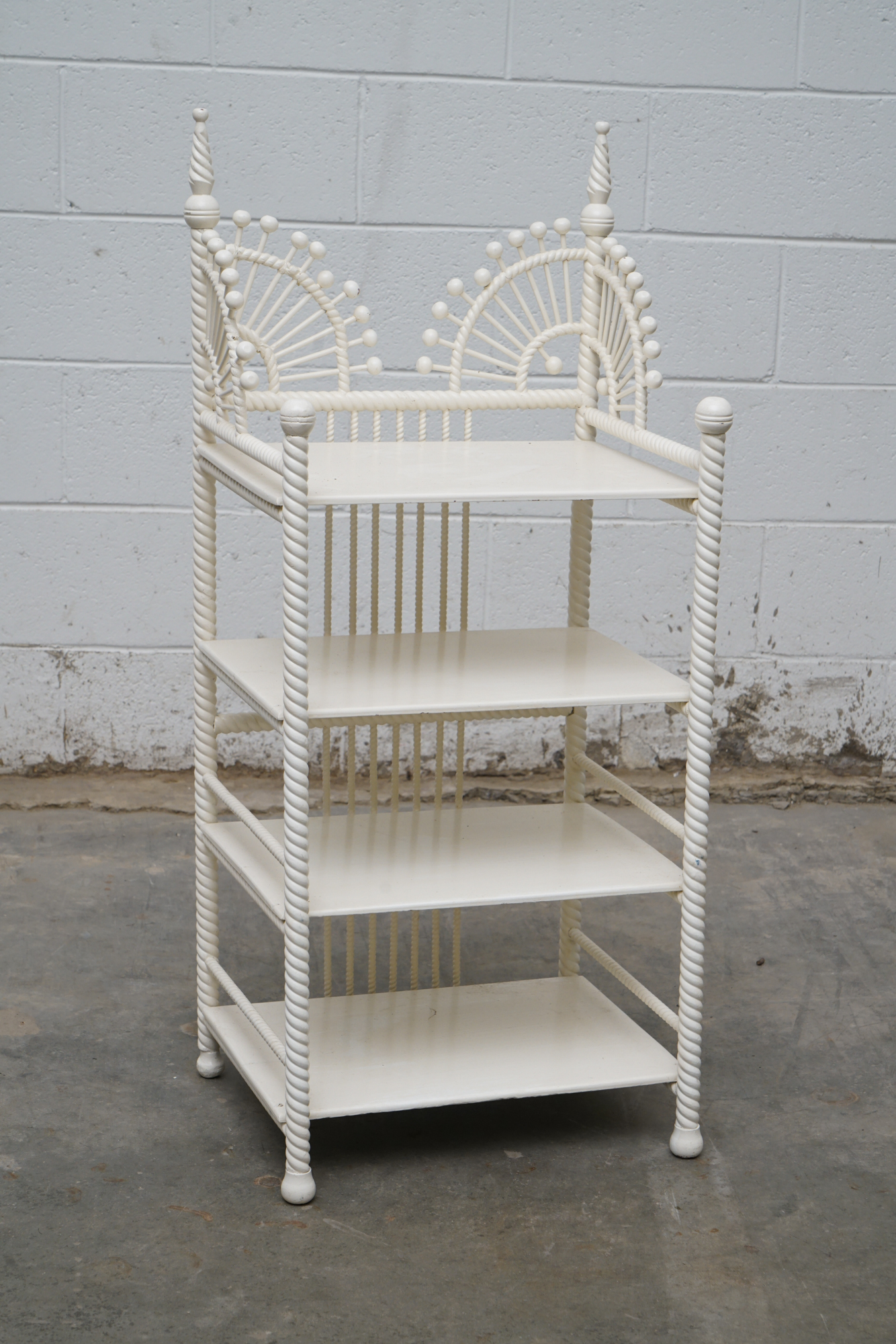 Painted Wicker Weave Étagère Bookcases, Mid 20th Century