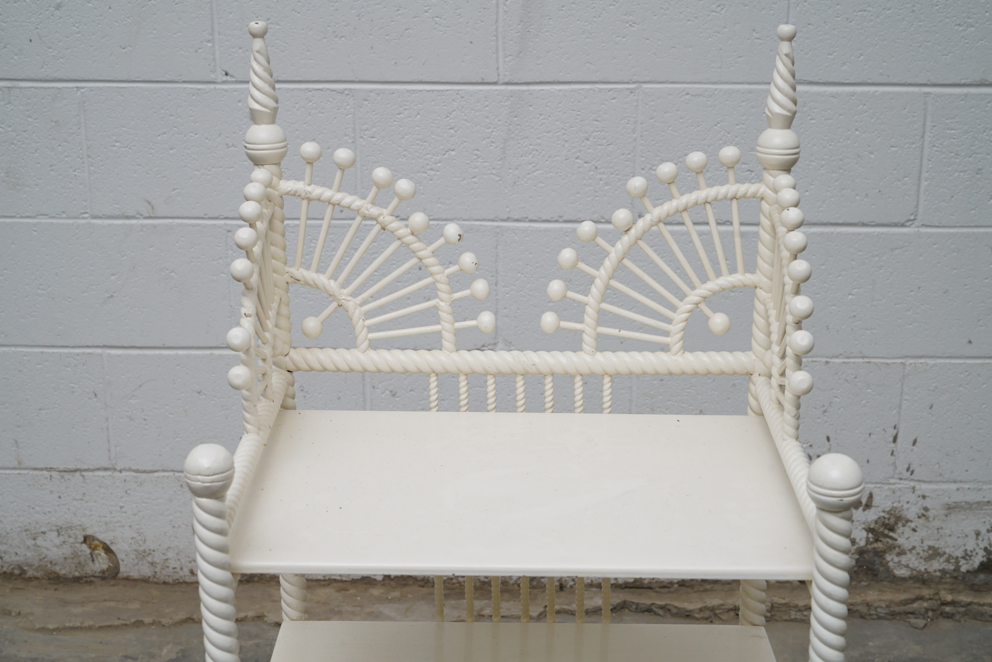 Painted Wicker Weave Étagère Bookcases, Mid 20th Century