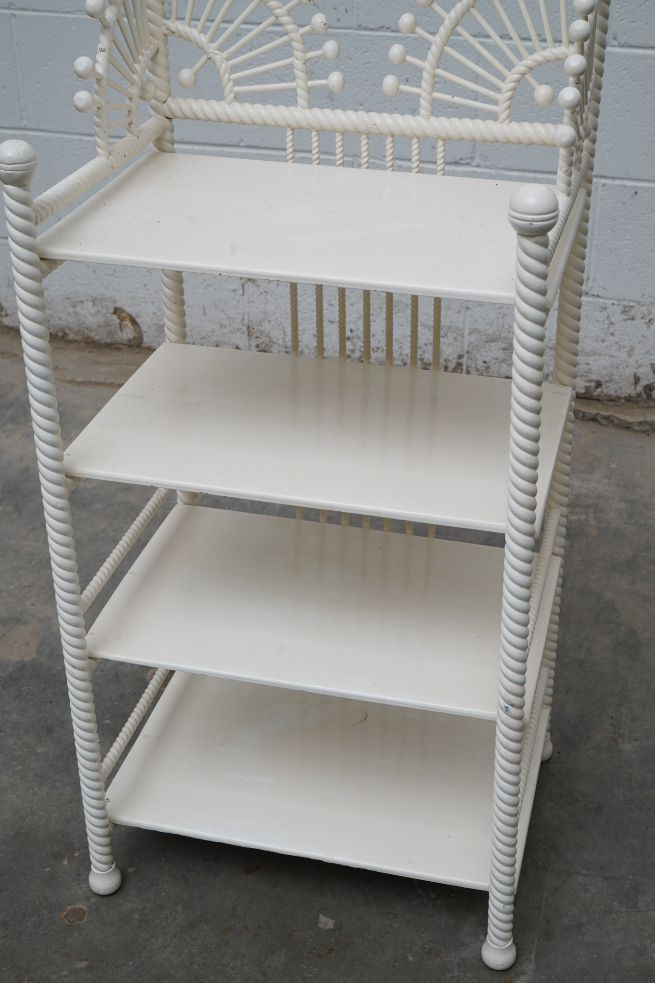 Painted Wicker Weave Étagère Bookcases, Mid 20th Century