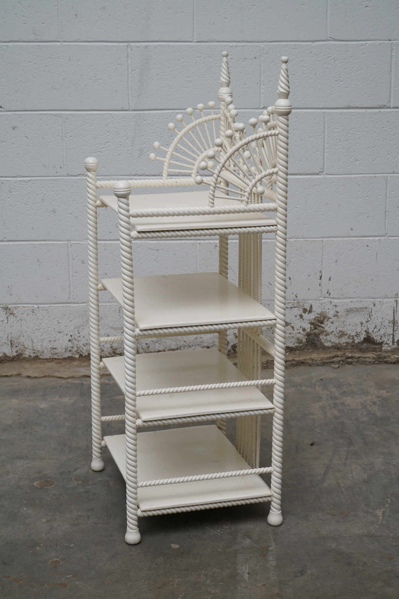 Painted Wicker Weave Étagère Bookcases, Mid 20th Century