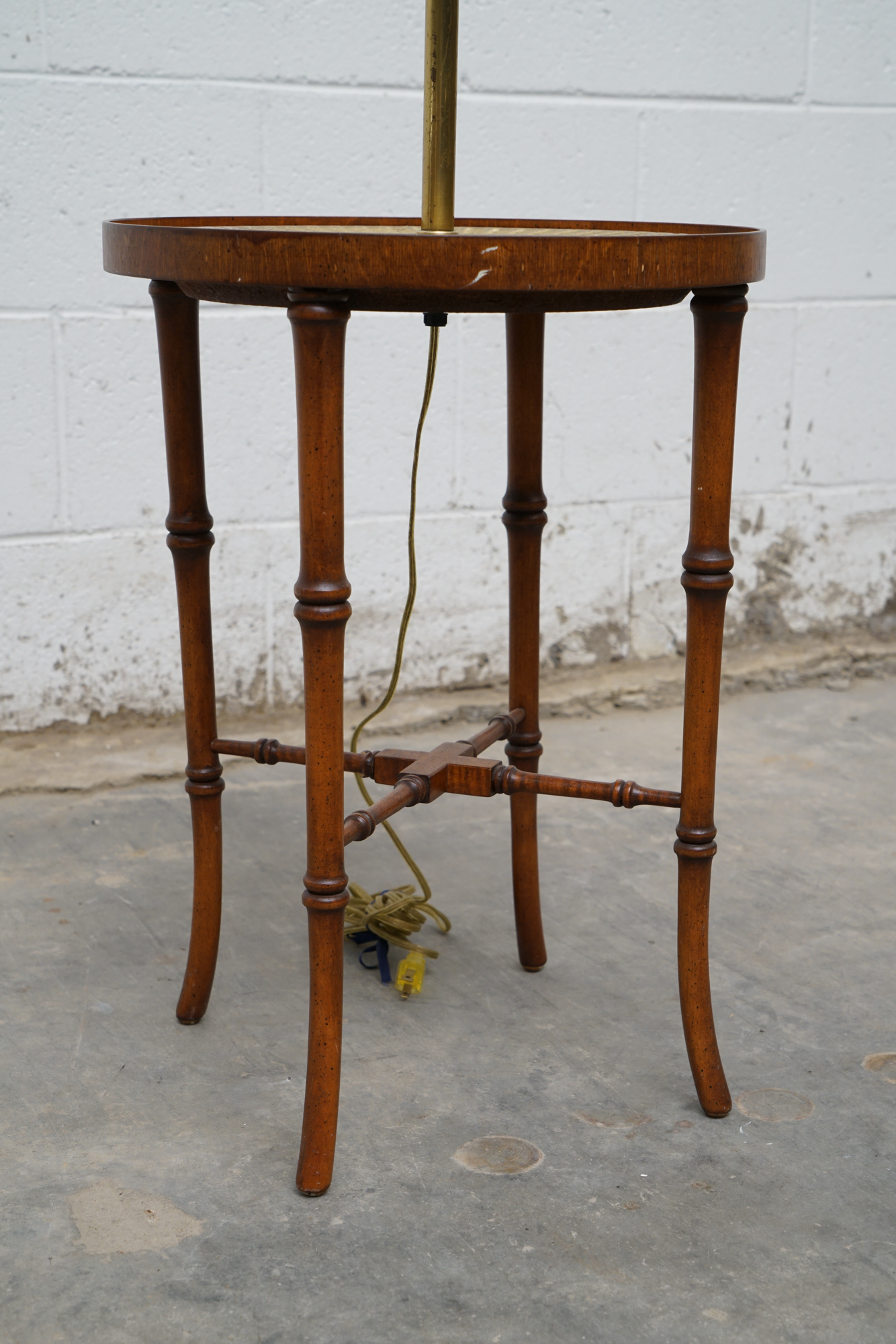 Frederick Cooper Faux Bamboo Brass Tray Side Table Floor Lamps