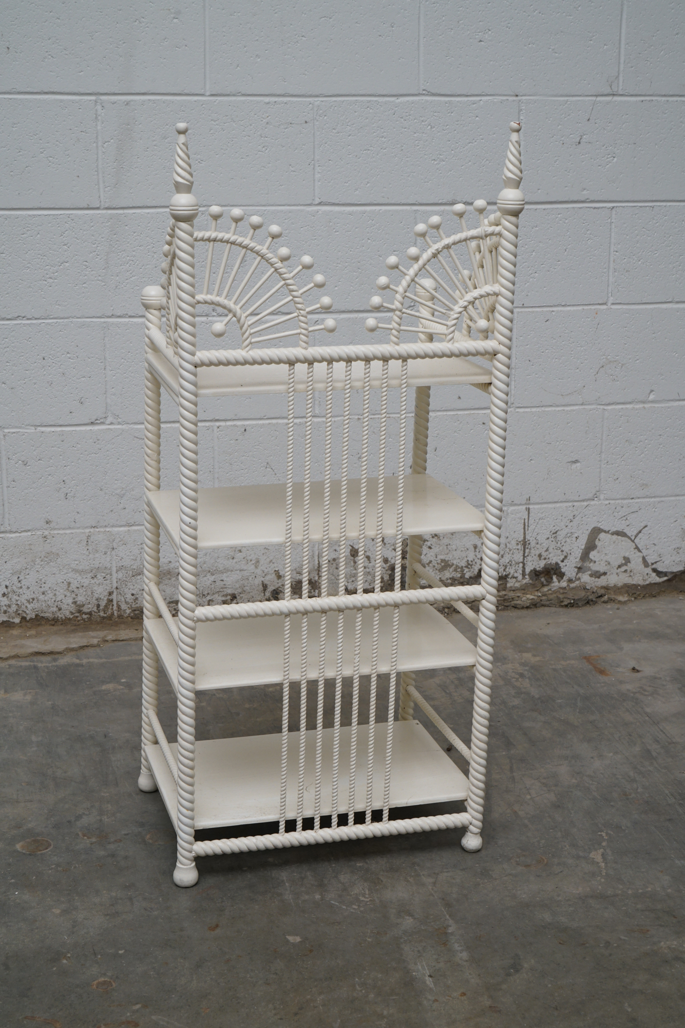 Painted Wicker Weave Étagère Bookcases, Mid 20th Century