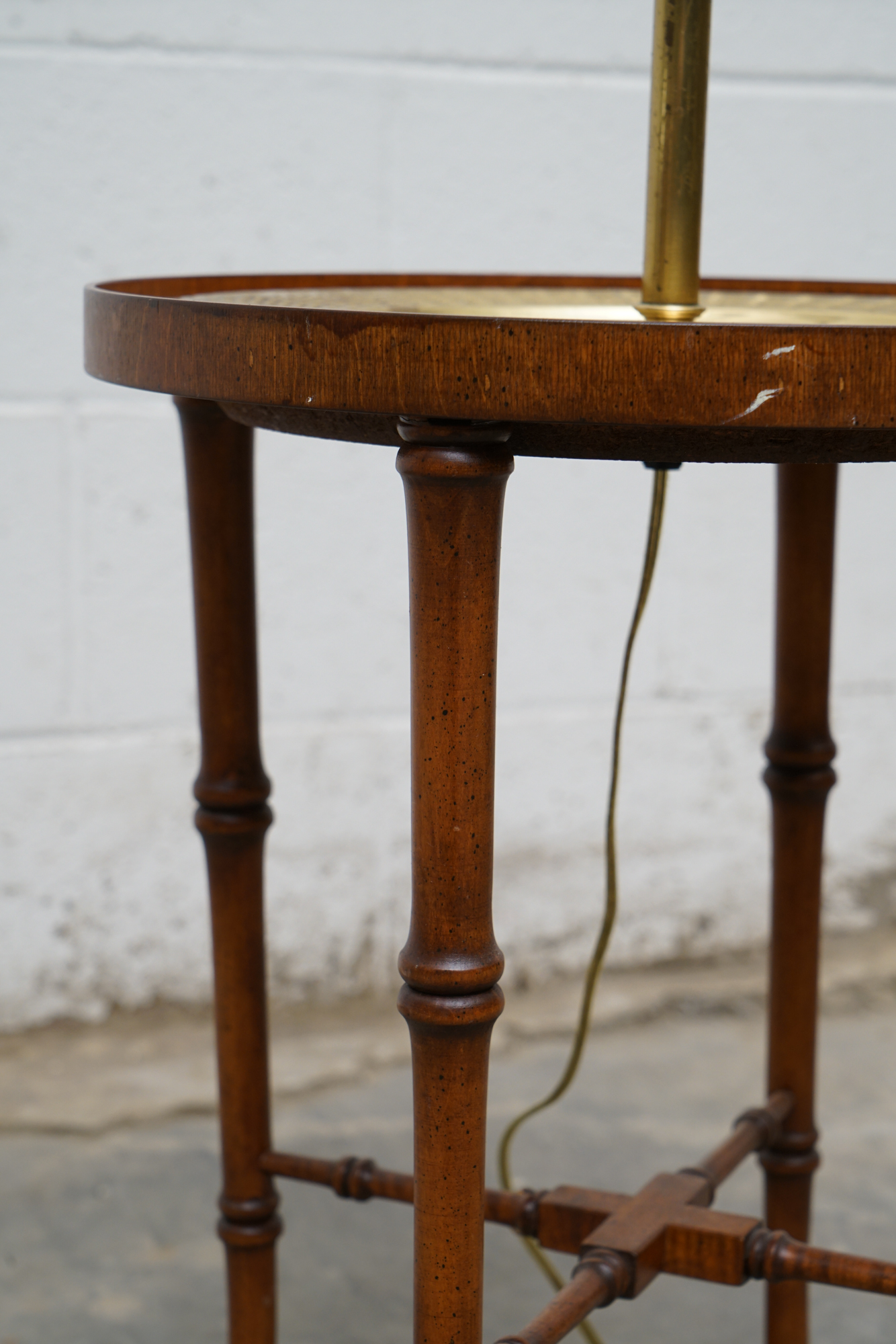 Frederick Cooper Faux Bamboo Brass Tray Side Table Floor Lamps