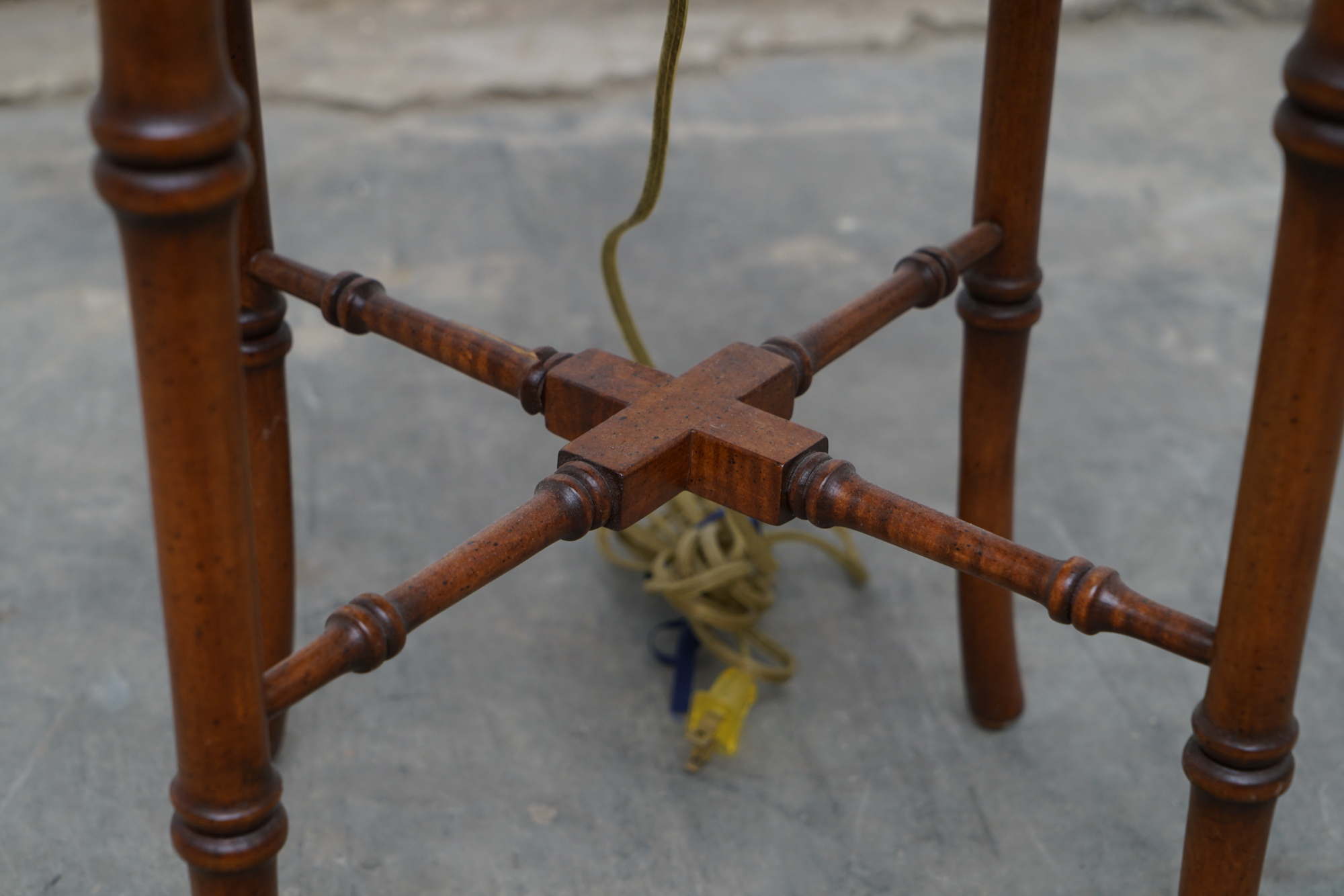 Frederick Cooper Faux Bamboo Brass Tray Side Table Floor Lamps