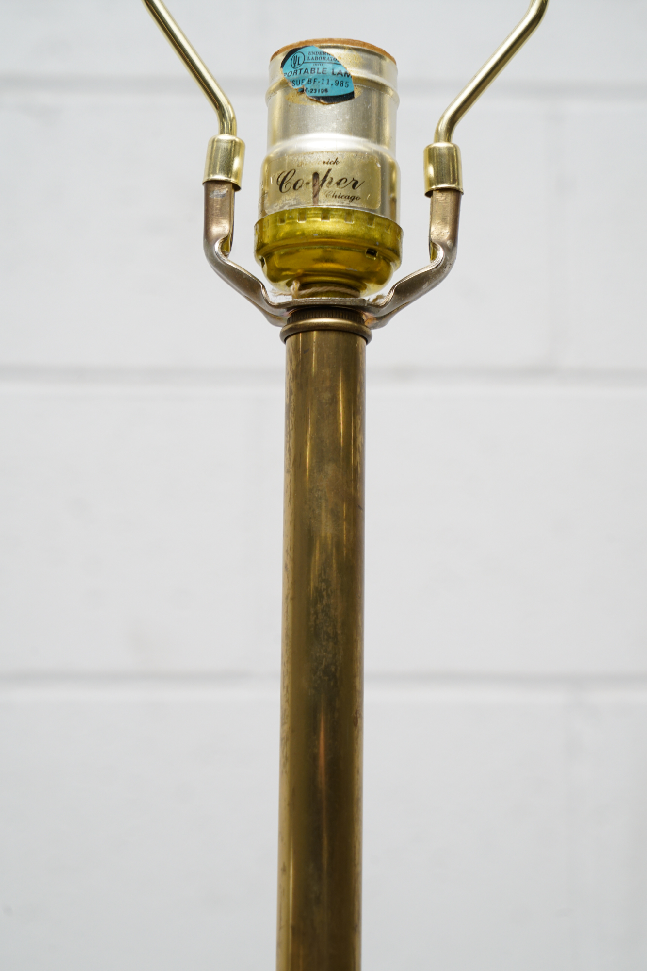 Frederick Cooper Faux Bamboo Brass Tray Side Table Floor Lamps