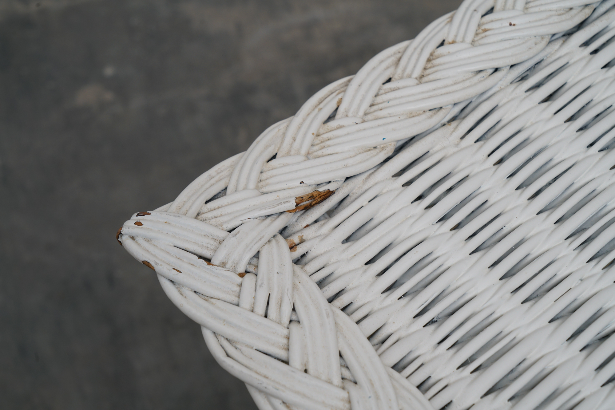 Painted Wicker Weave Patio Armchair and Side Table, Mid/Late 20th Century