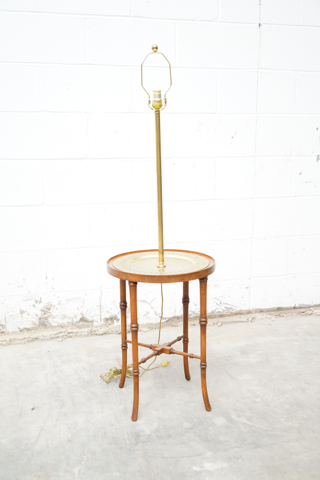 Frederick Cooper Faux Bamboo Brass Tray Side Table Floor Lamps