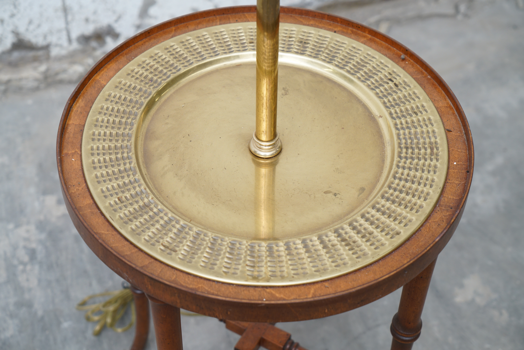 Frederick Cooper Faux Bamboo Brass Tray Side Table Floor Lamps