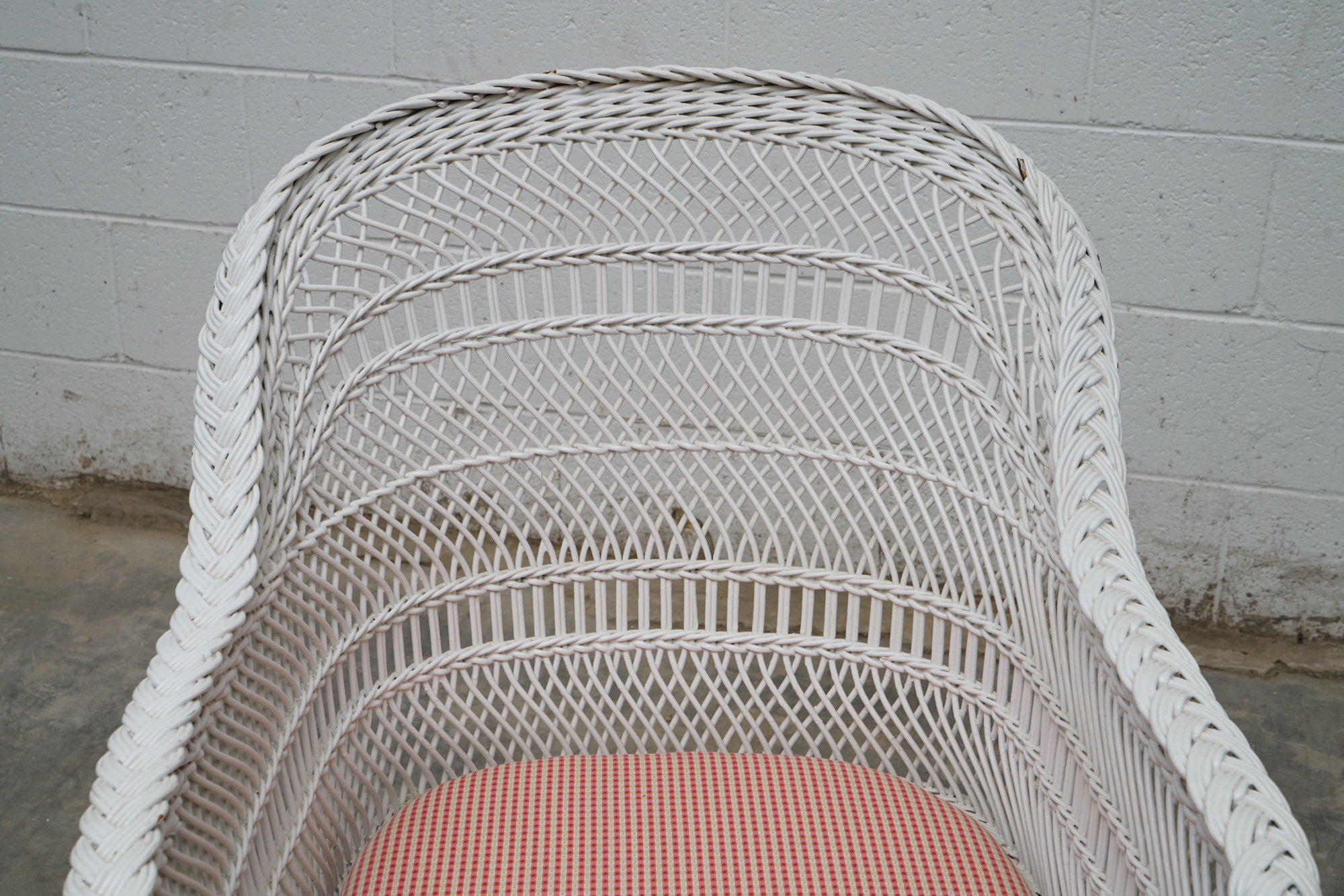 Painted Wicker Weave Patio Armchair and Side Table, Mid/Late 20th Century