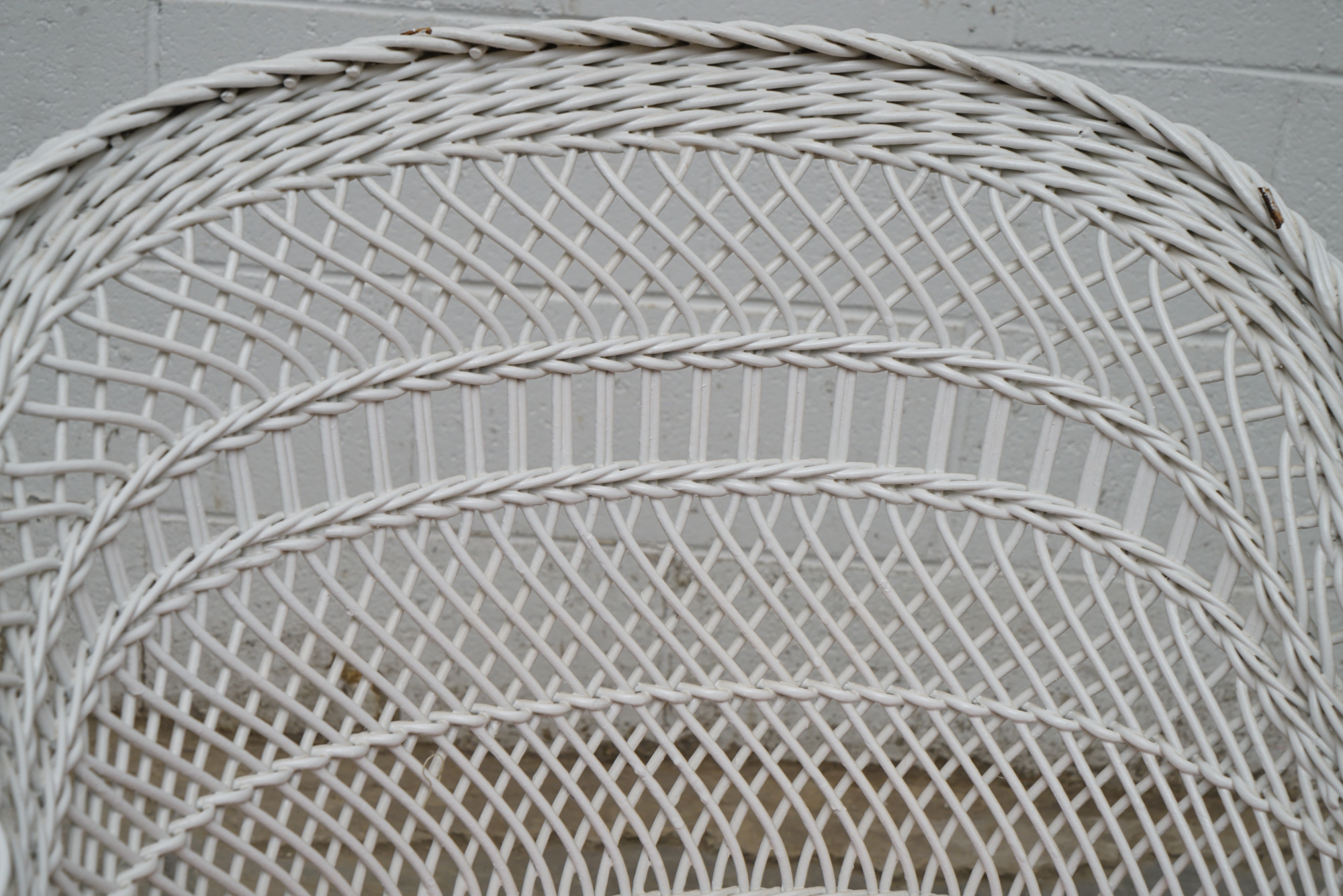 Painted Wicker Weave Patio Armchair and Side Table, Mid/Late 20th Century