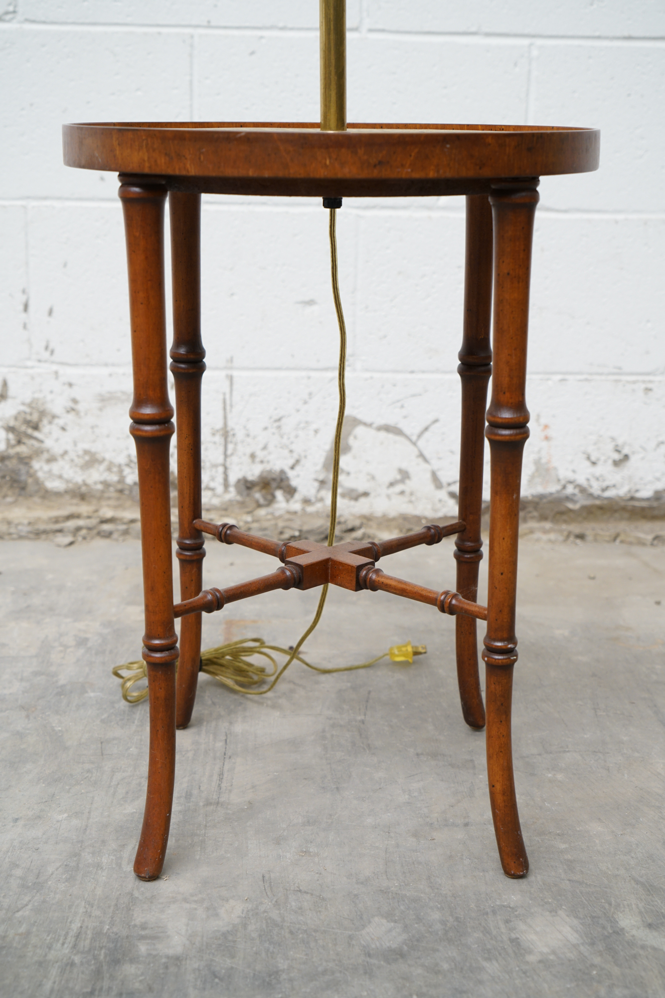 Frederick Cooper Faux Bamboo Brass Tray Side Table Floor Lamps