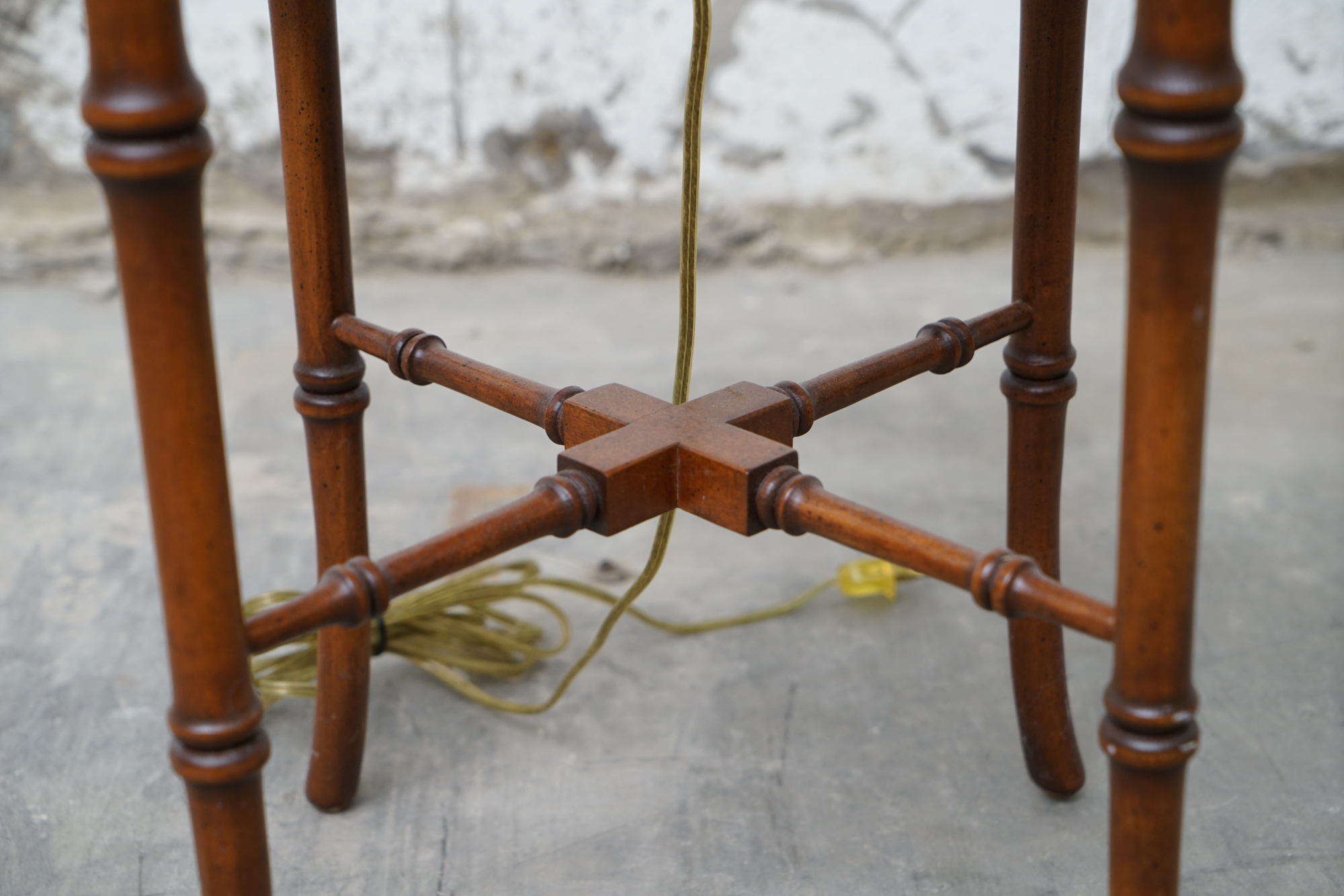 Frederick Cooper Faux Bamboo Brass Tray Side Table Floor Lamps