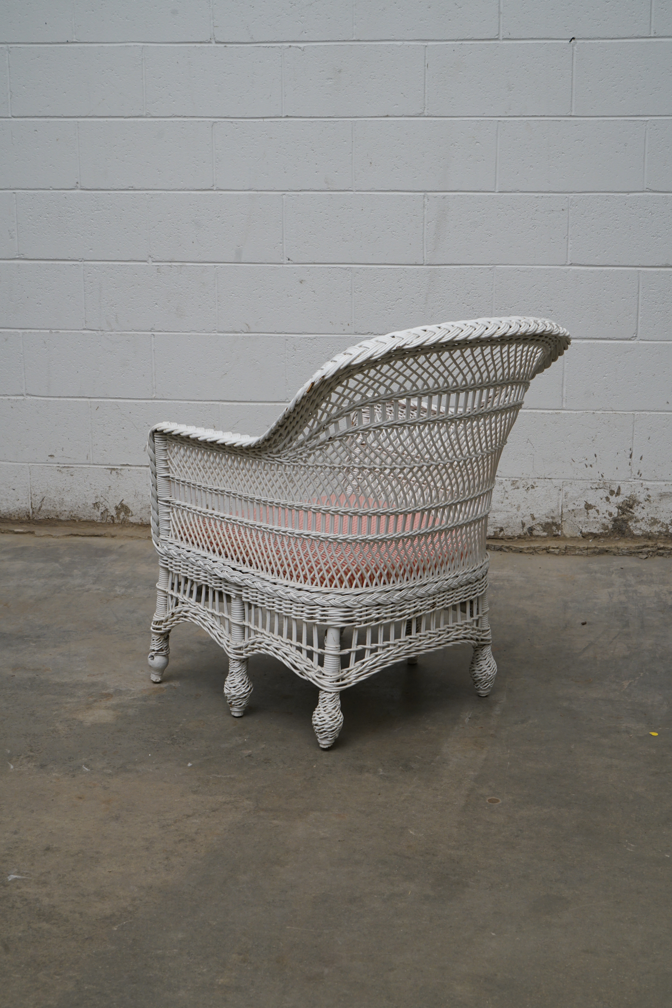 Painted Wicker Weave Patio Armchair and Side Table, Mid/Late 20th Century