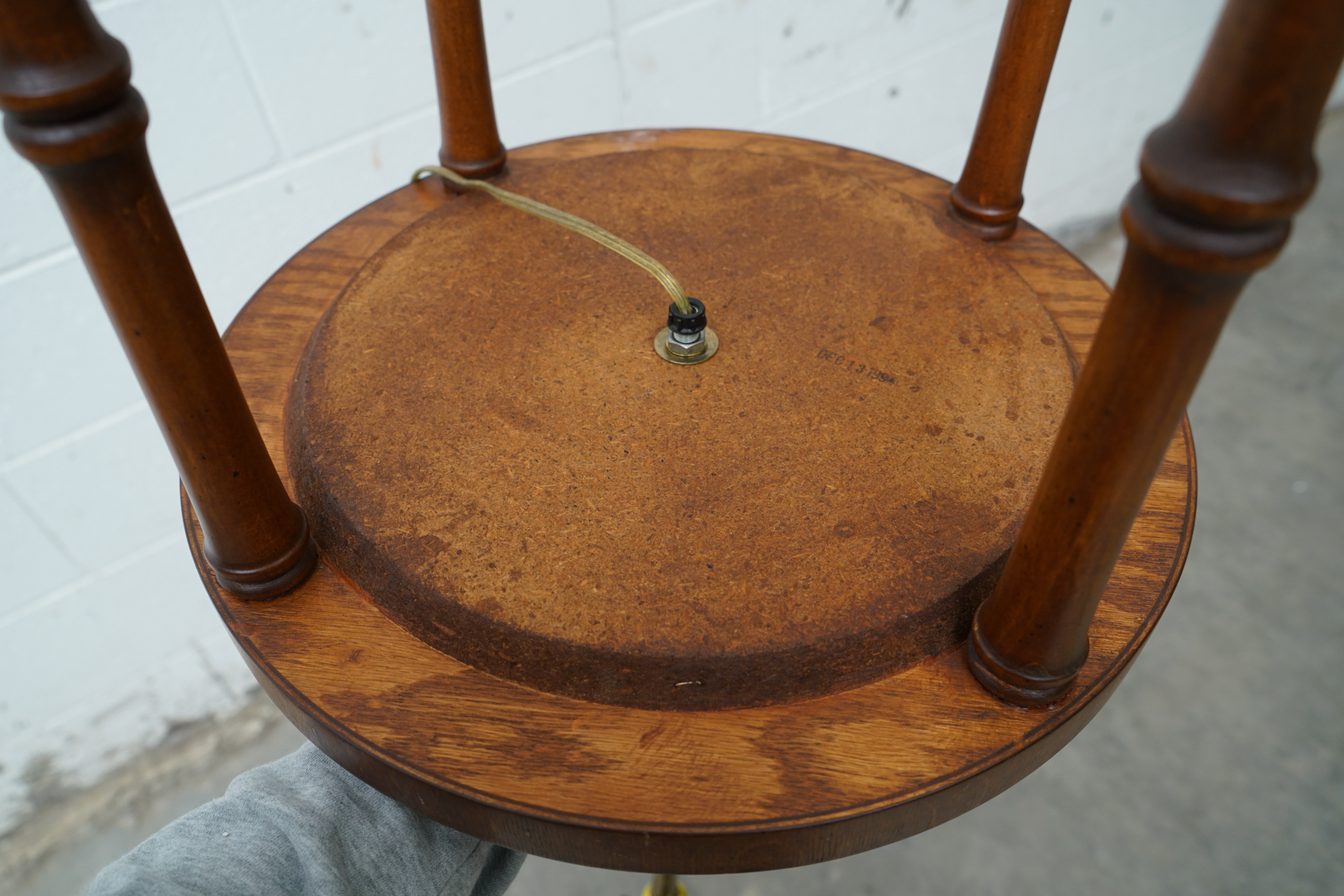 Frederick Cooper Faux Bamboo Brass Tray Side Table Floor Lamps