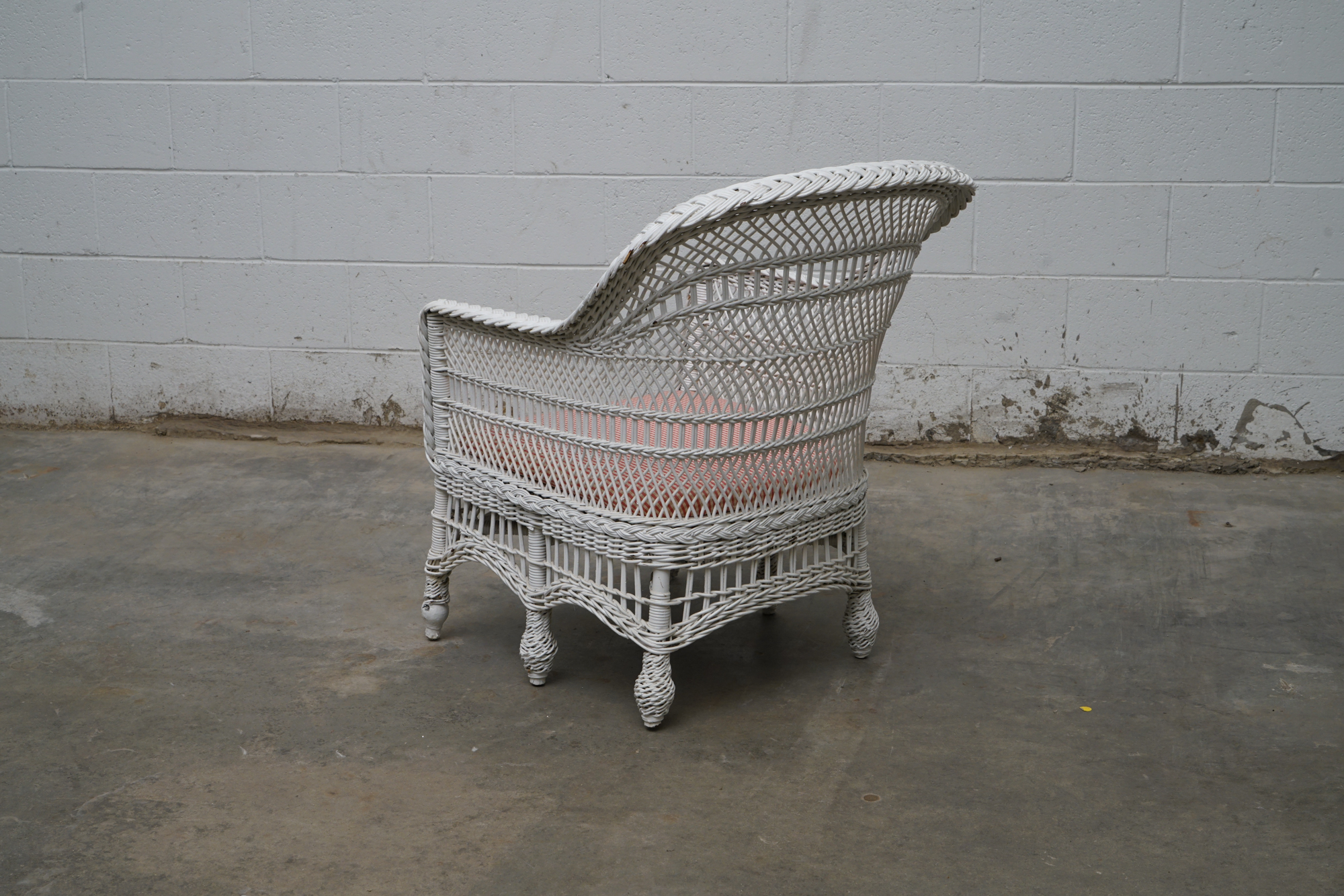 Painted Wicker Weave Patio Armchair and Side Table, Mid/Late 20th Century