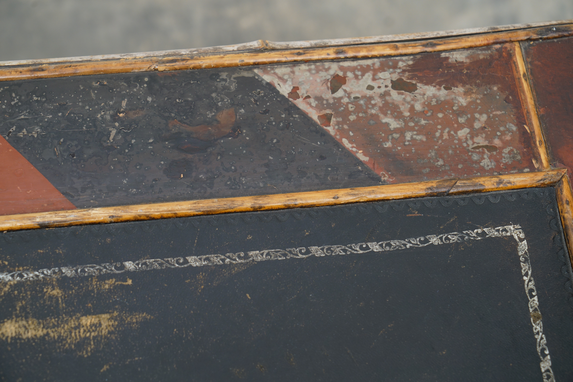 Asian Inspired Painted Wood Student Desk and Side Table, 20th Century